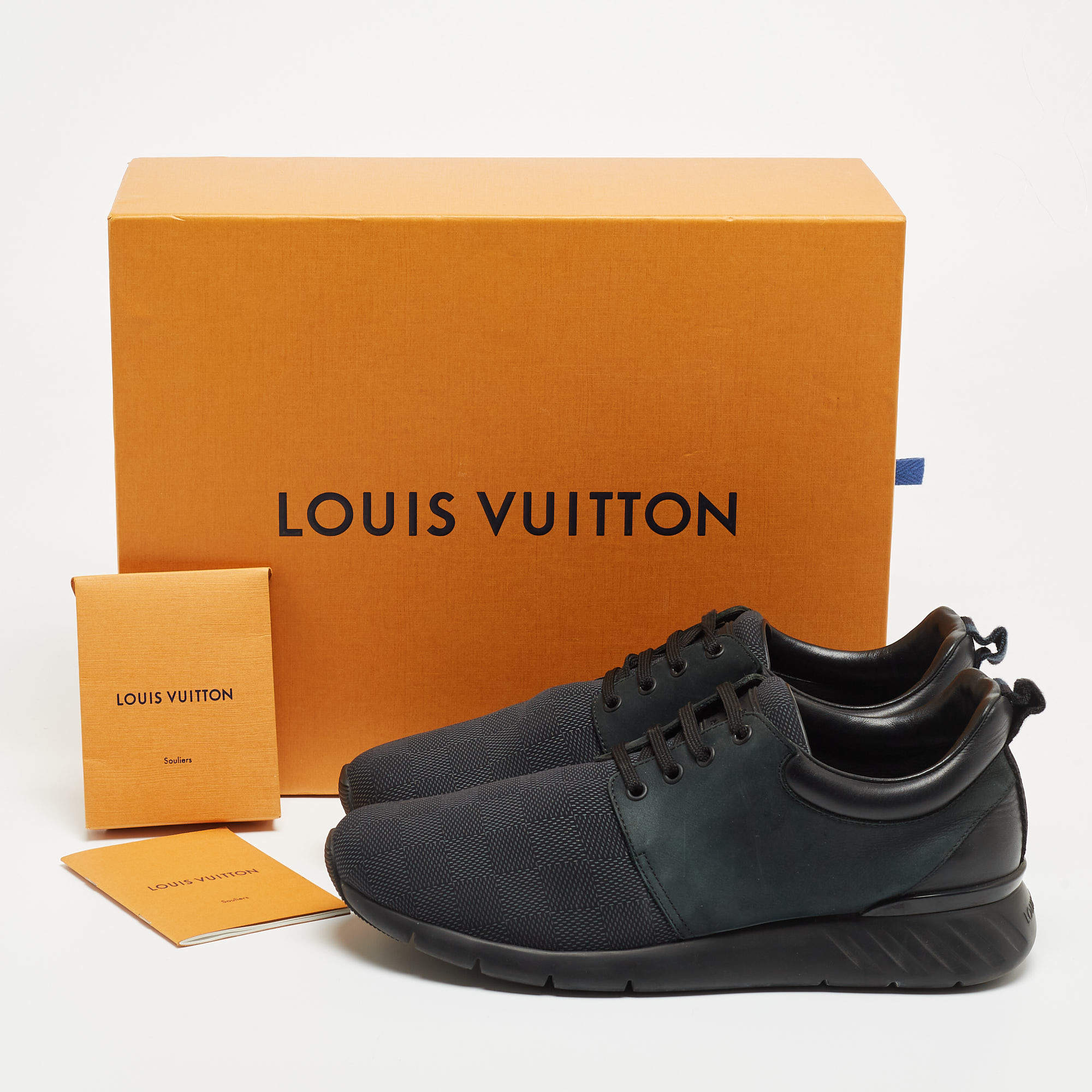 Louis Vuitton Black Mesh And Fabric Fastlane Lace Up Sneakers Size 44 Louis  Vuitton