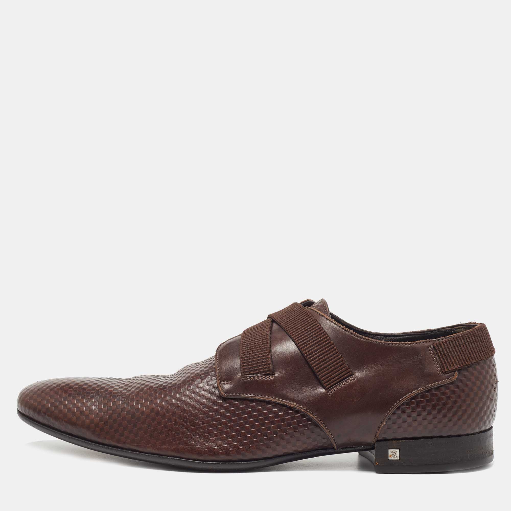 مملوكة مسبقًا Louis Vuitton Brown Damier Leather Slip On Derby Size 43