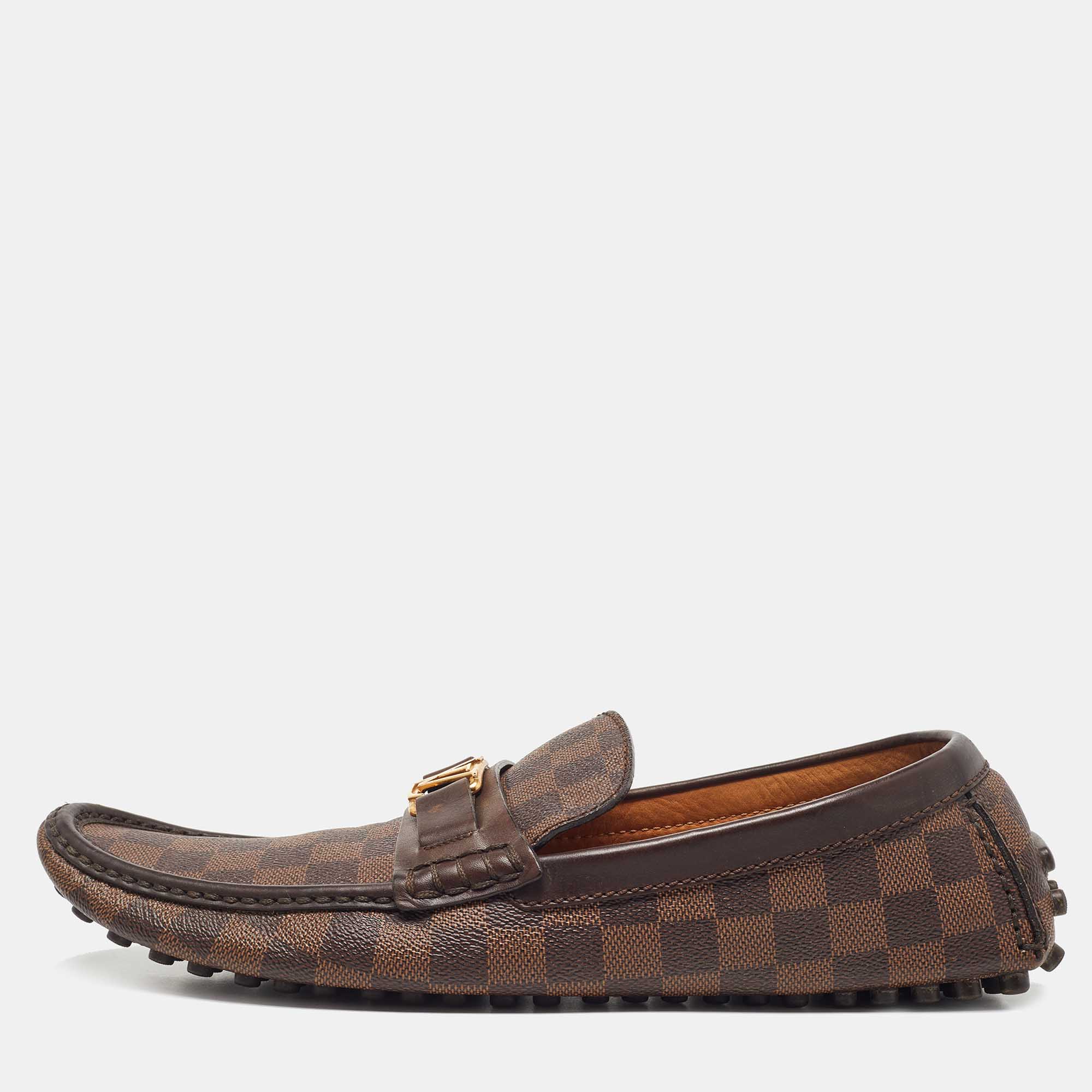 Louis Vuitton Brown Damier Canvas Hockenheim Loafers Size 45