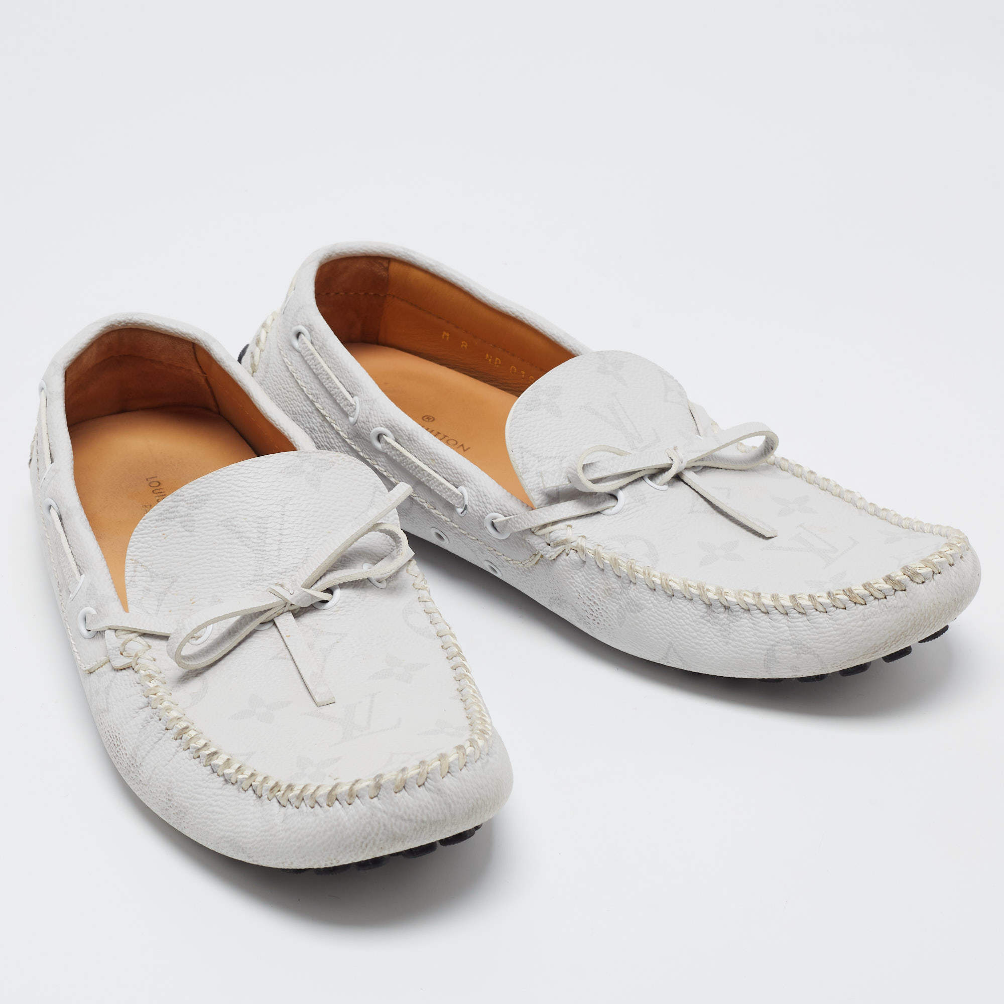 Louis Vuitton White Monogram Canvas Gloria Loafers Size 42 - ShopStyle