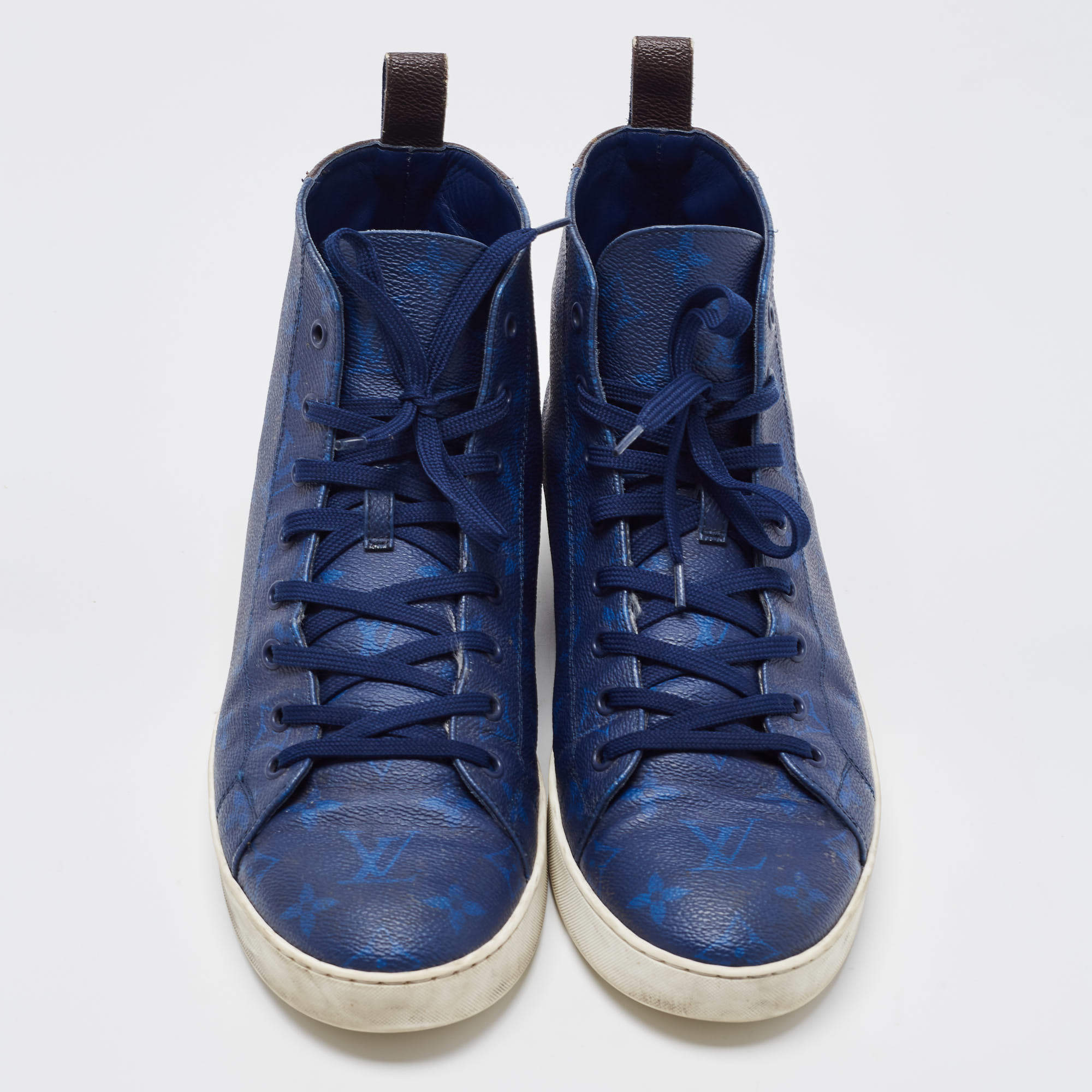 Louis Vuitton Blue Canvas Tattoo High Top Sneakers Size 42.5 Louis Vuitton  | The Luxury Closet