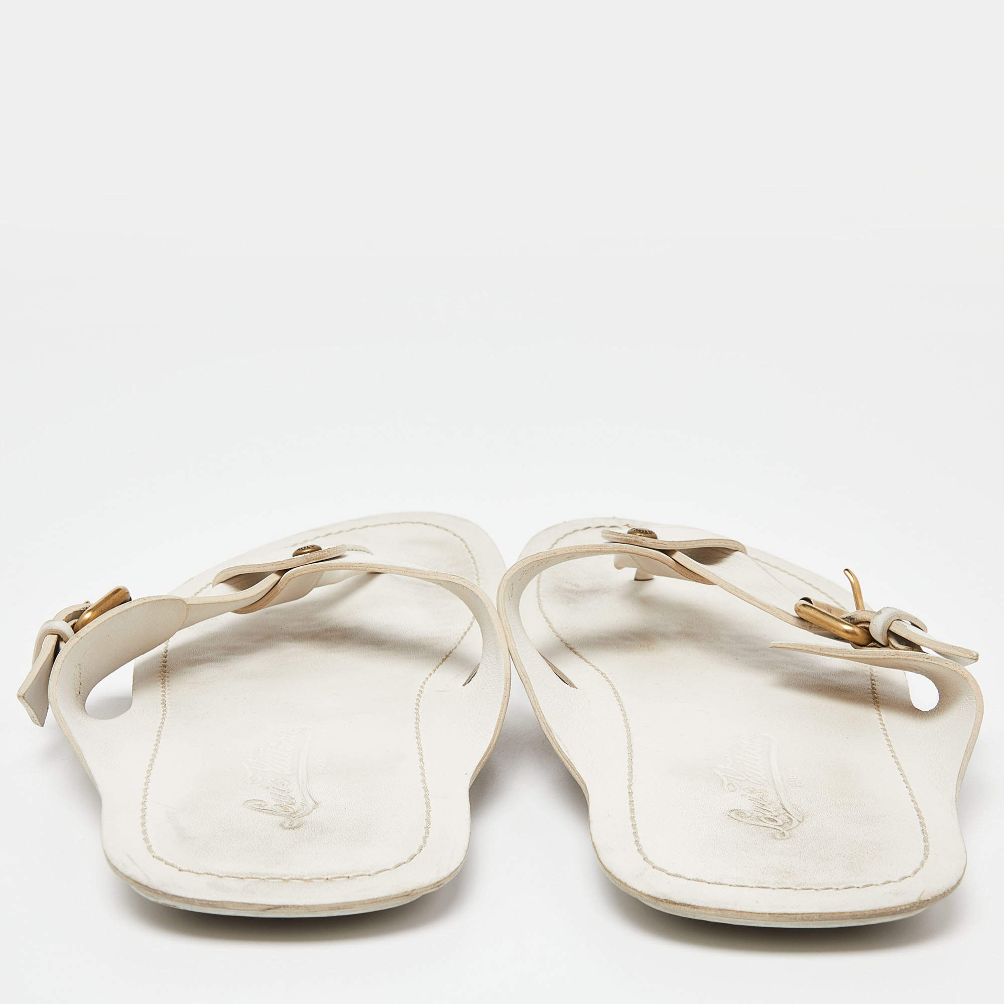 Louis Vuitton Off White Leather Thong Flat Sandals Size Size 43 Louis  Vuitton