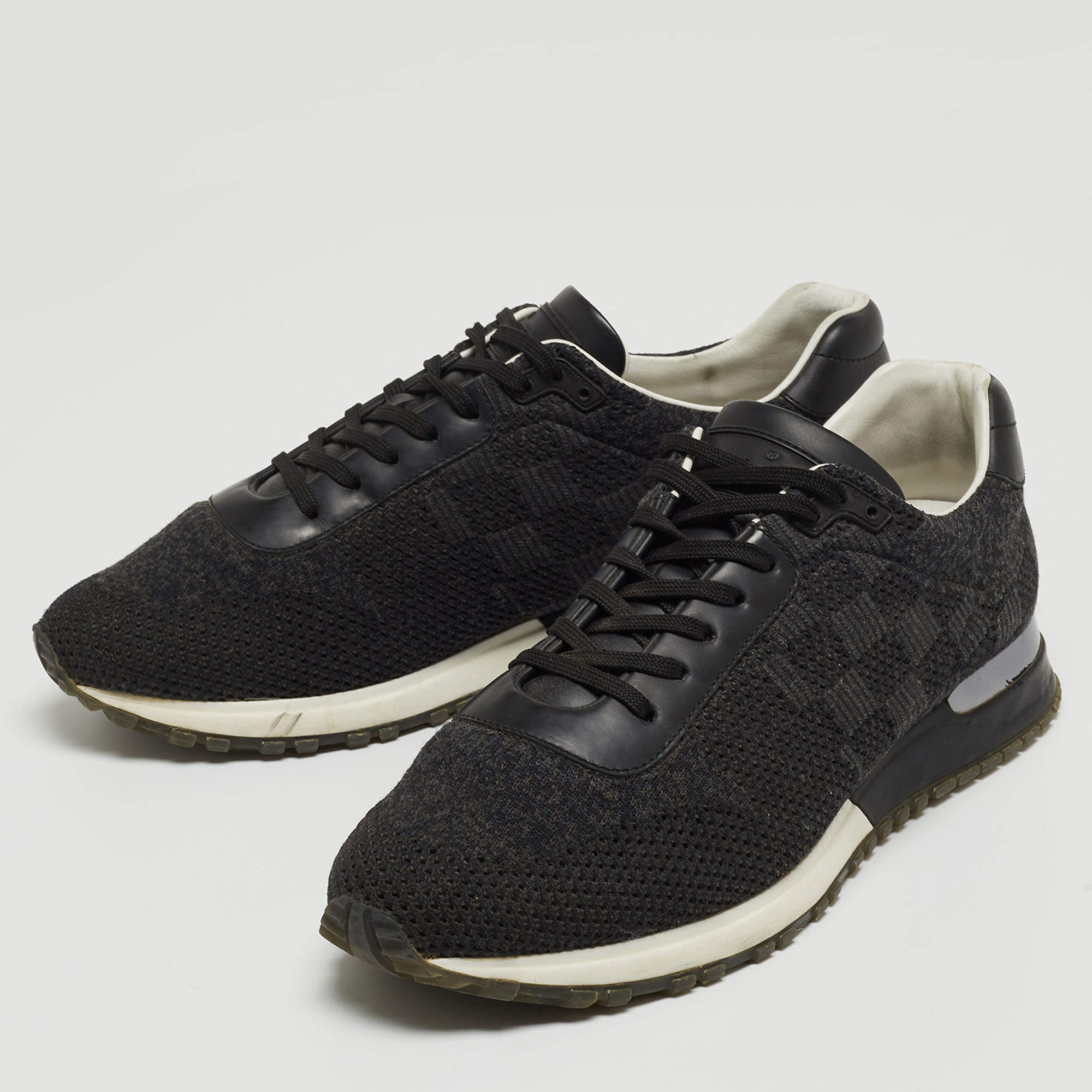 Louis Vuitton Black Damier Knit and Leather Run Away Sneakers Size 41 Louis  Vuitton