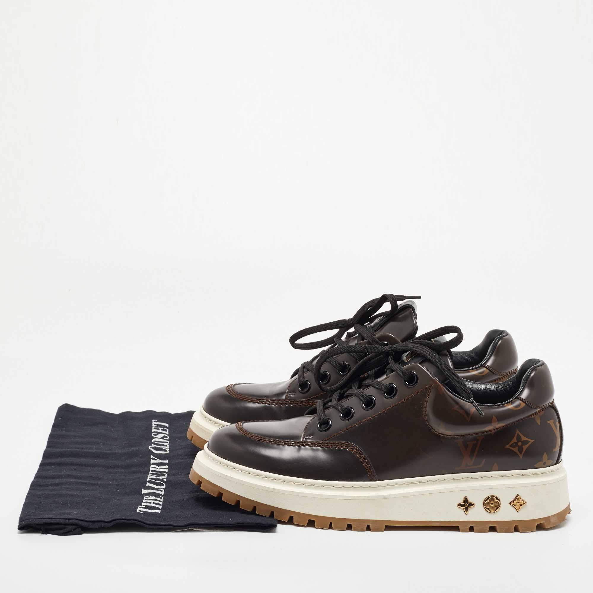 Louis Vuitton Men's LV x NBA Abbesses Derby Sneakers Patent Monogram Leather Brown