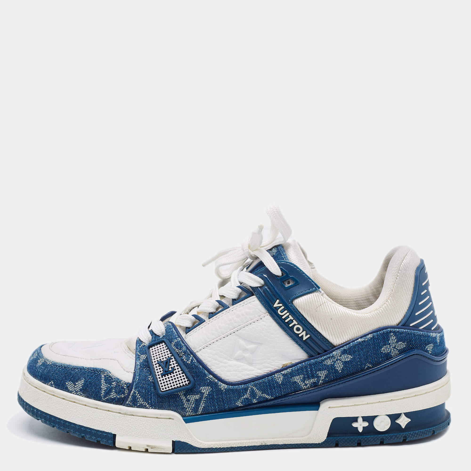 Louis Vuitton Blue/White Demin And Leather Trainer Low Top Sneakers ...