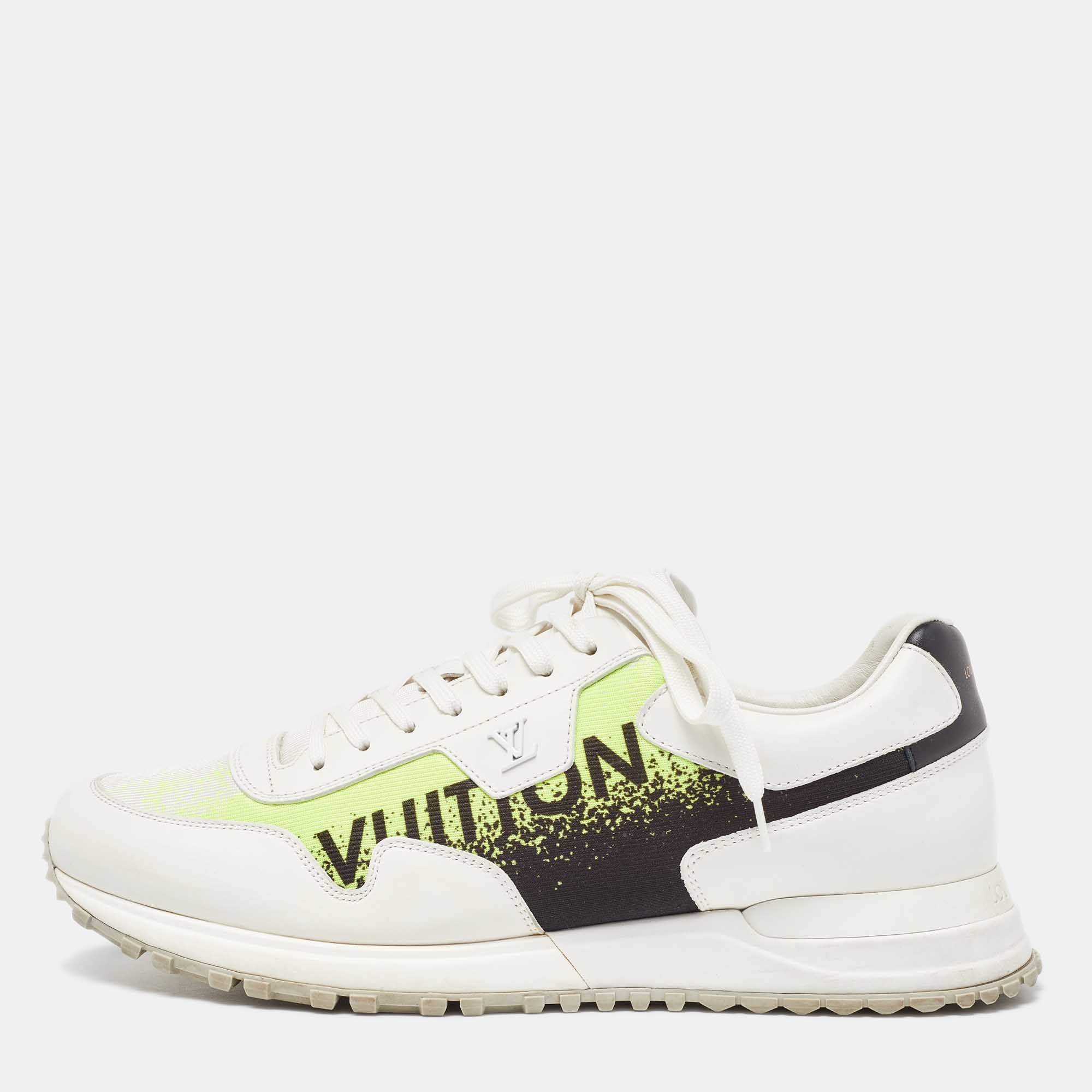 Pre Owned Louis Vuitton Tricolor Leather and Printed Fabric Run Away Sneakers Size 42.5 