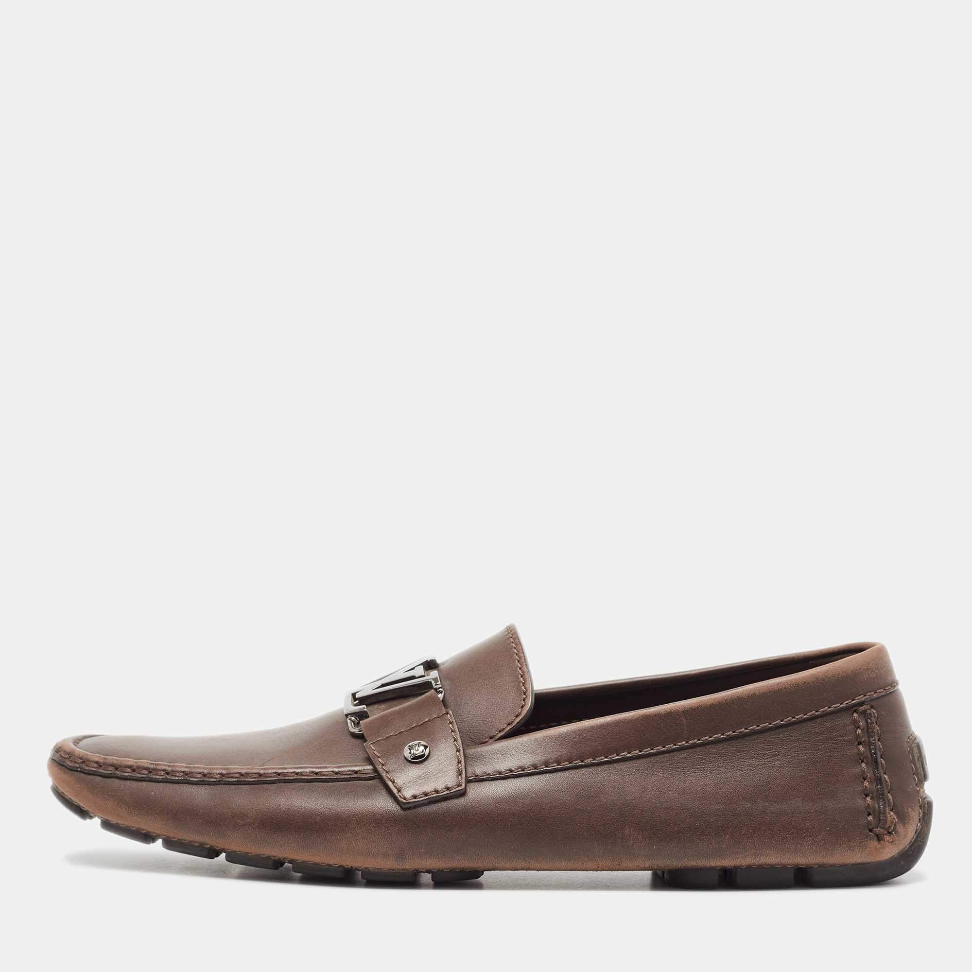Louis Vuitton Brown Leather Monte Carlo Loafers Size 44.5