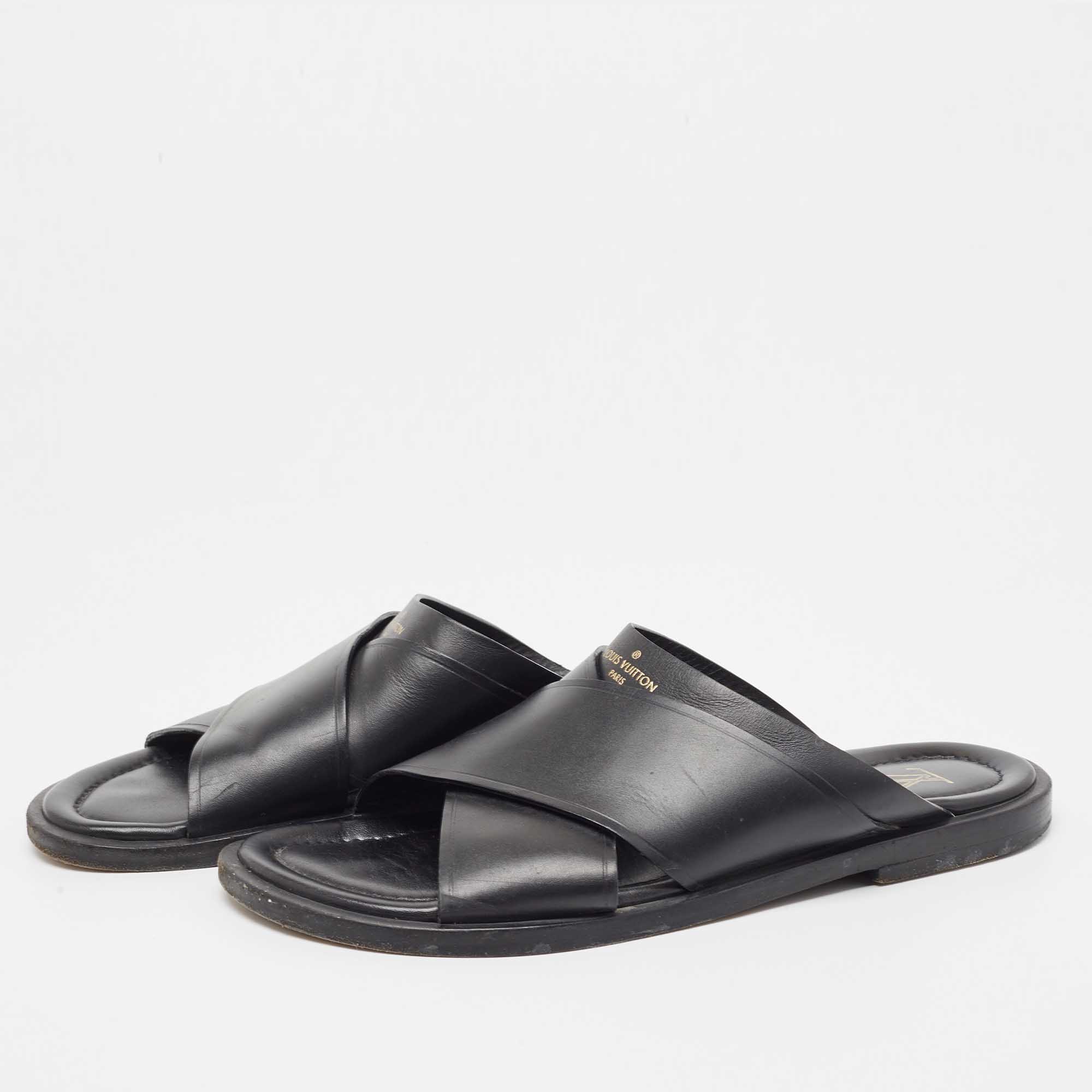 Louis vuitton black men's hot sale slides