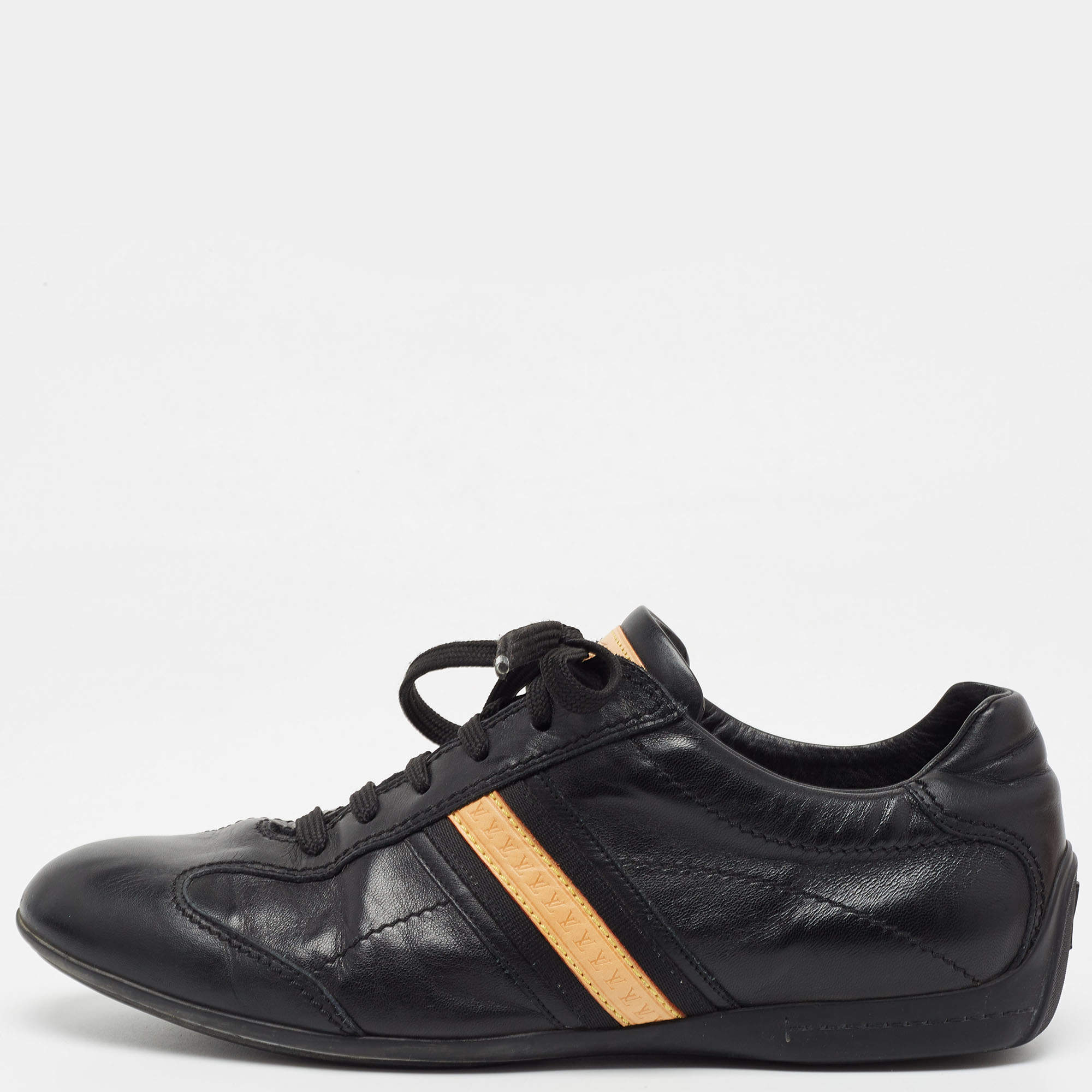 Louis Vuitton Black Leather Low Top Sneakers Size 43