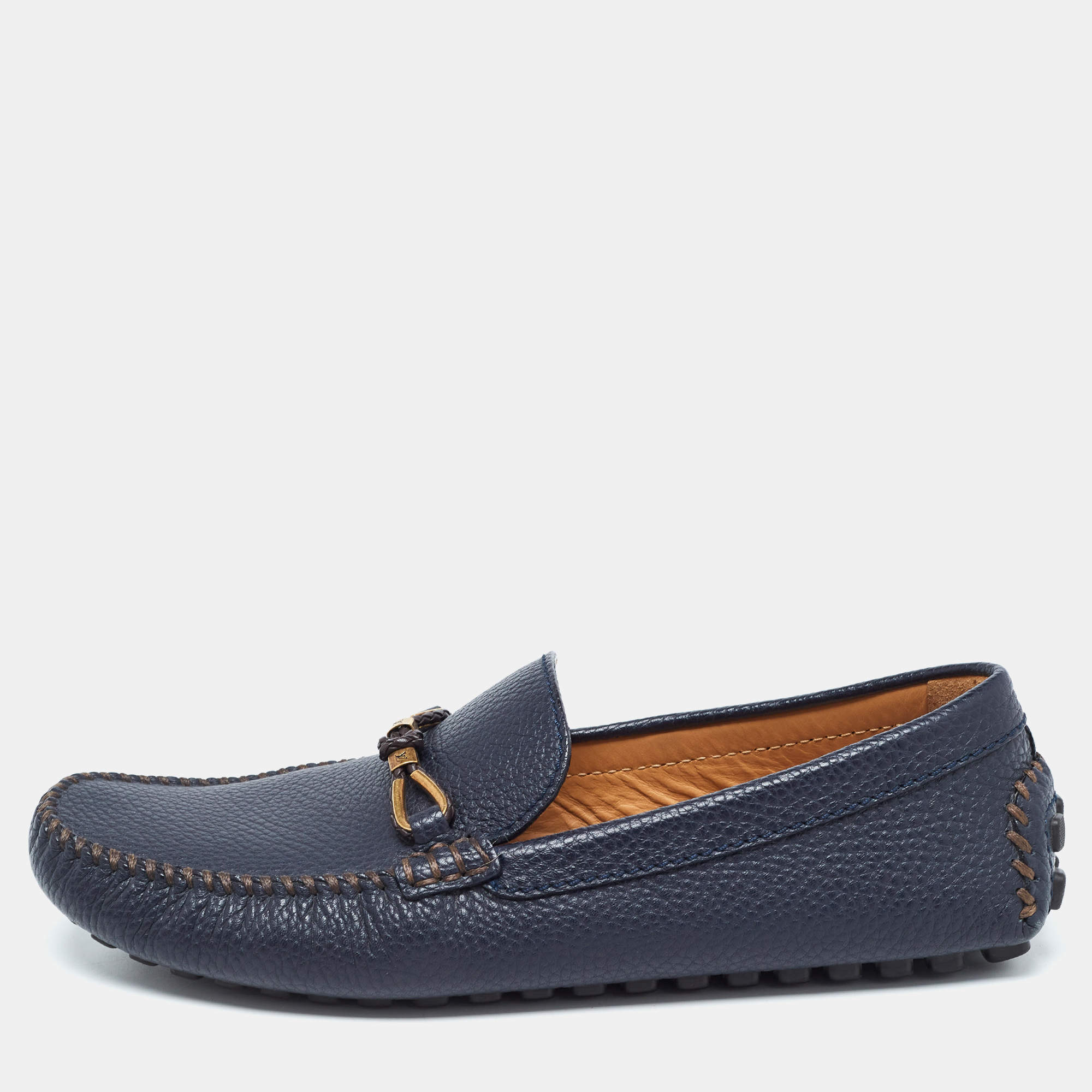 مملوكة مسبقًا Louis Vuitton Navy Blue Epi Leather Raspail Slip On Loafers Size 42