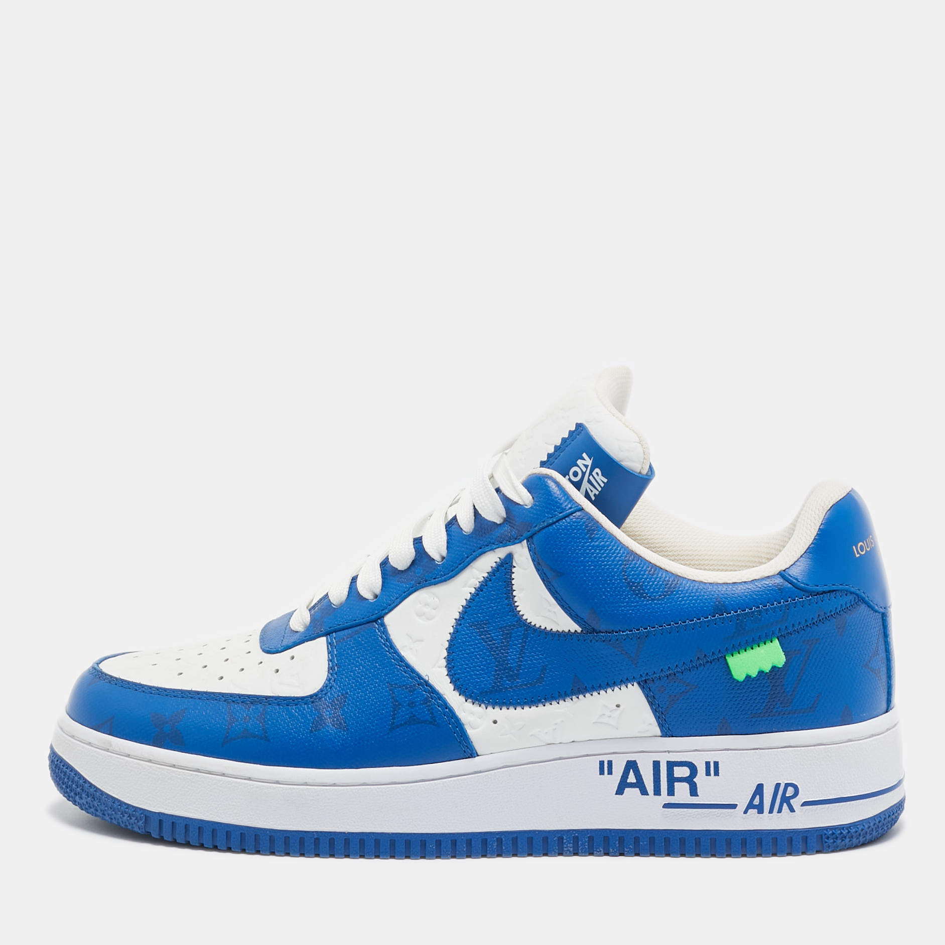 Louis Vuitton X Nike Blue/White Leather Nike Air Force 1 Low Top Sneakers Size 42