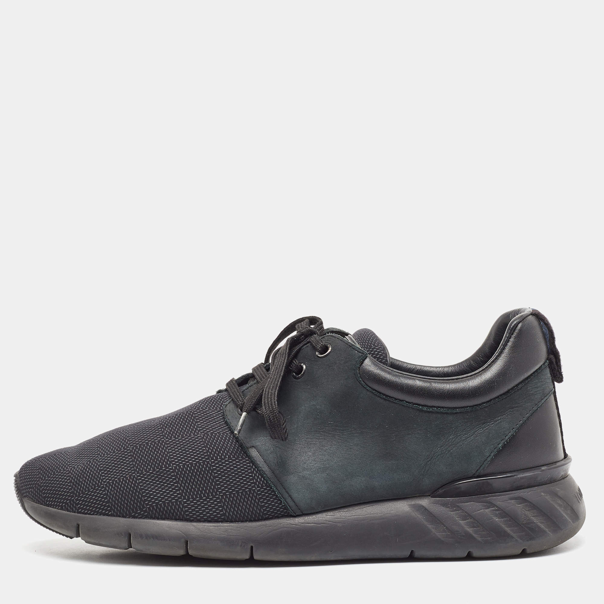 Louis Vuitton Green/Black Nylon and  Leather Fastlane Sneakers Size 41.5 