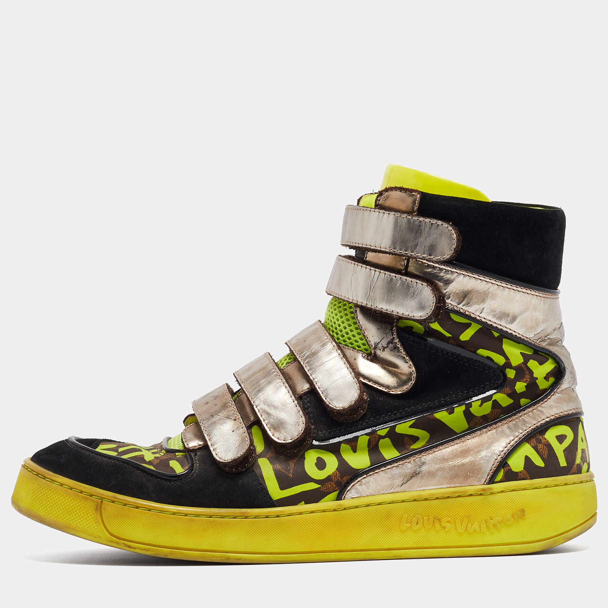 Louis Vuitton Multicolor Suede and Leather Graffiti Metallic-Trim Sneakers Size 42.5