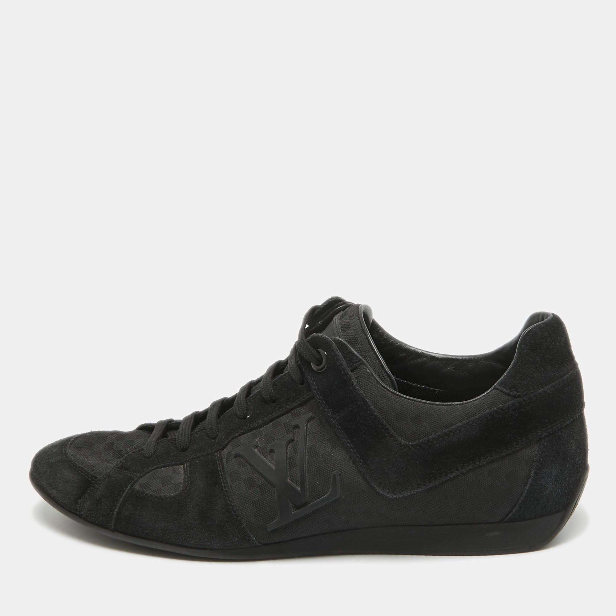 Louis Vuitton Black Petit Damier Canvas and Suede Vibes Sneakers Size 41.5