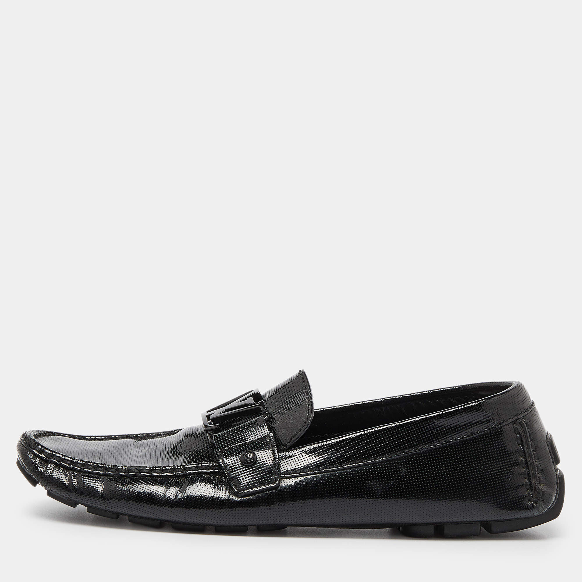 Louis Vuitton Black Patent Leather Monte Carlo Loafers Size 44