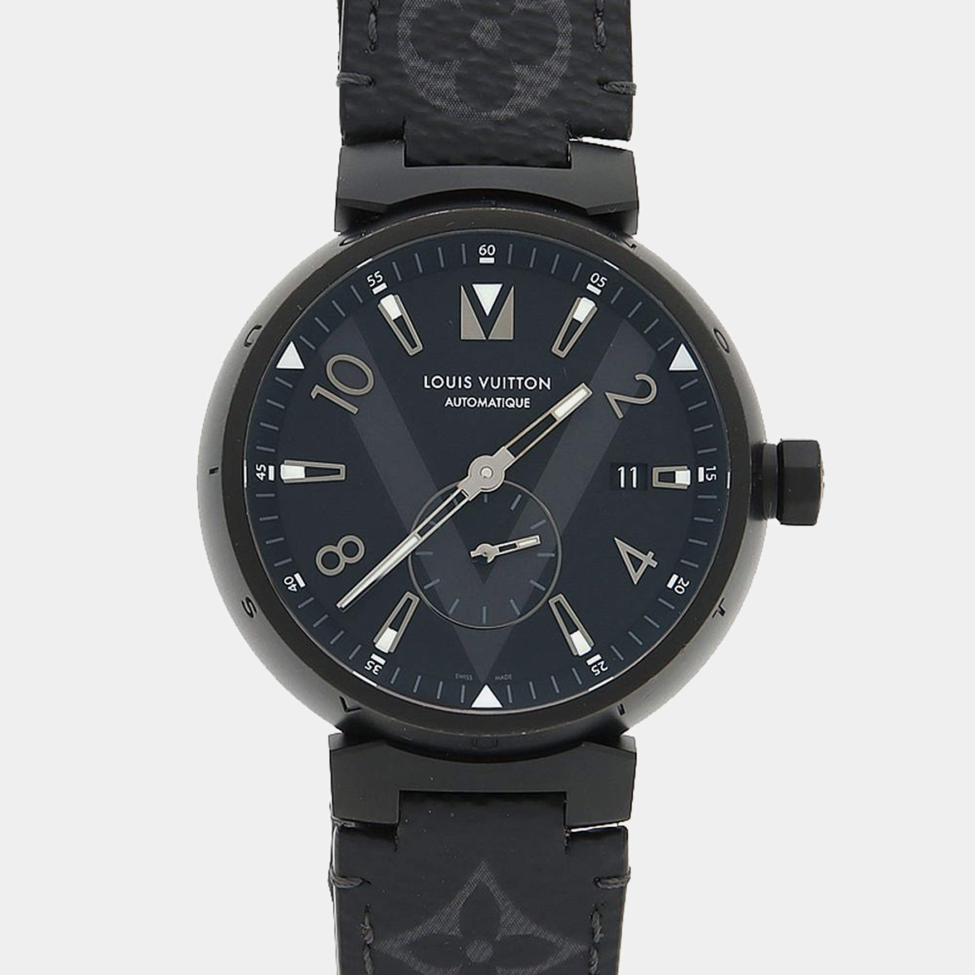 Pre Owned Louis Vuitton Tambour Q1D22 Automatic Stainless Steel Men's Wristwatch 41.5 mm