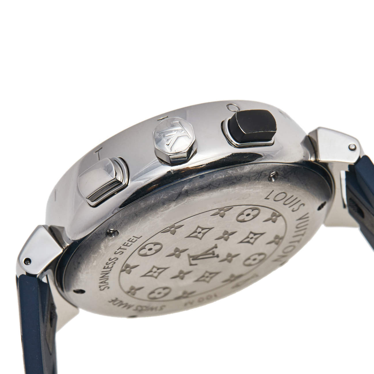 Louis Vuitton Blue Stainless Steel Tambour Regatta Q102D Men's Wristwatch  44MM Louis Vuitton