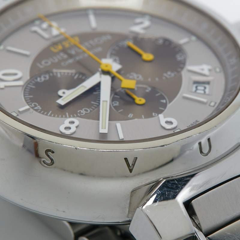 Tambour Reference Q1147, a white gold automatic wristwatch with chronograph  and date, Circa 2019