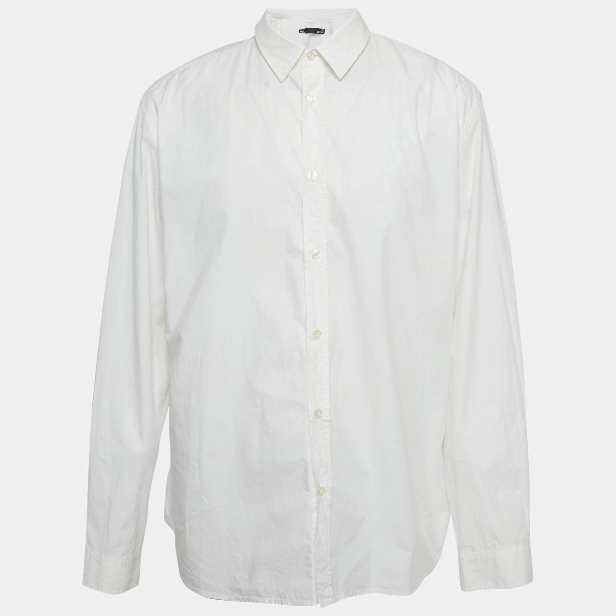 Pre Owned قميص لوف موسكينو كم طويل قطن أبيض مقاس ثلاثي كبير جدًا (إكس إكس إكس لارج)