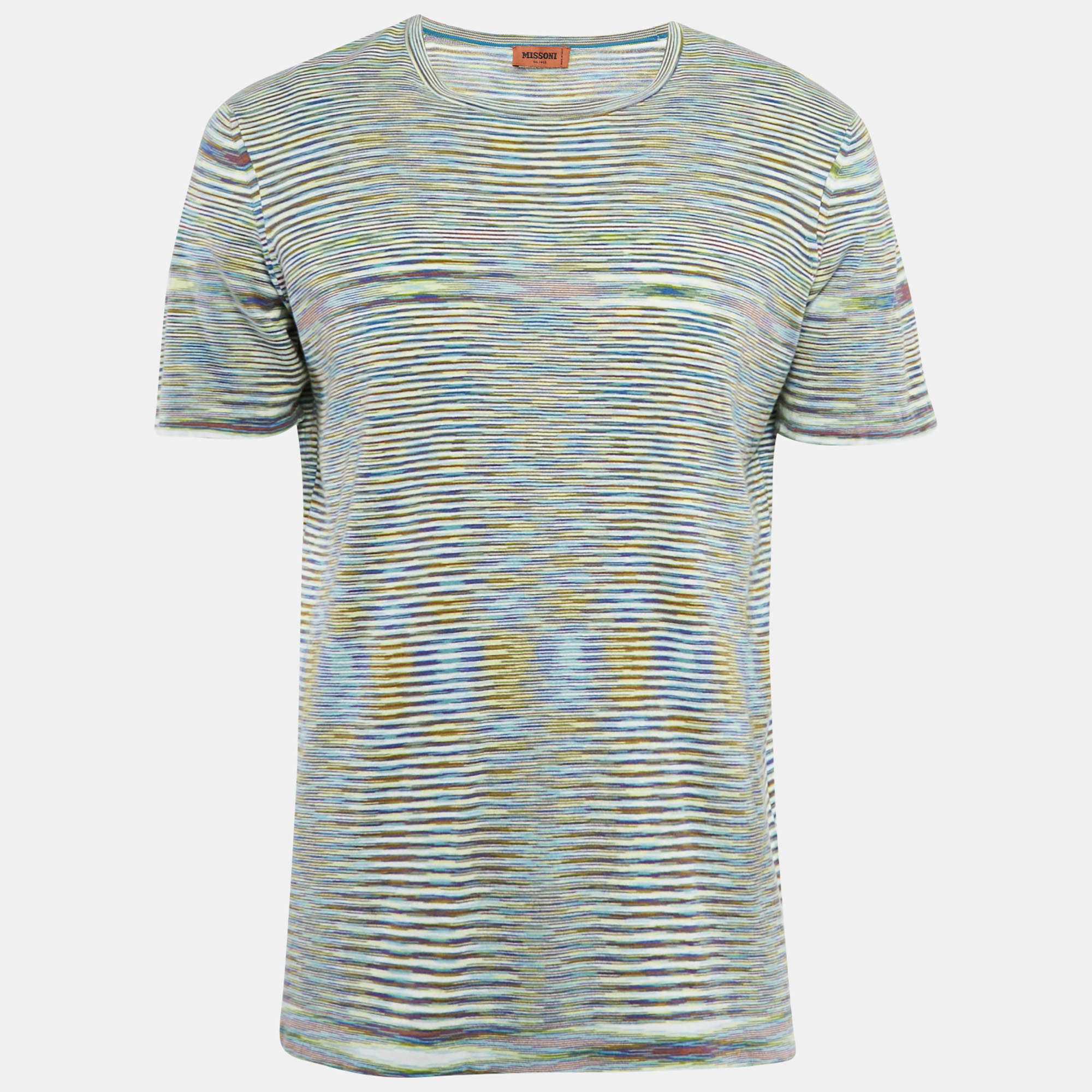 Missoni Multicolor Striped Cotton Crew Neck T-Shirt L