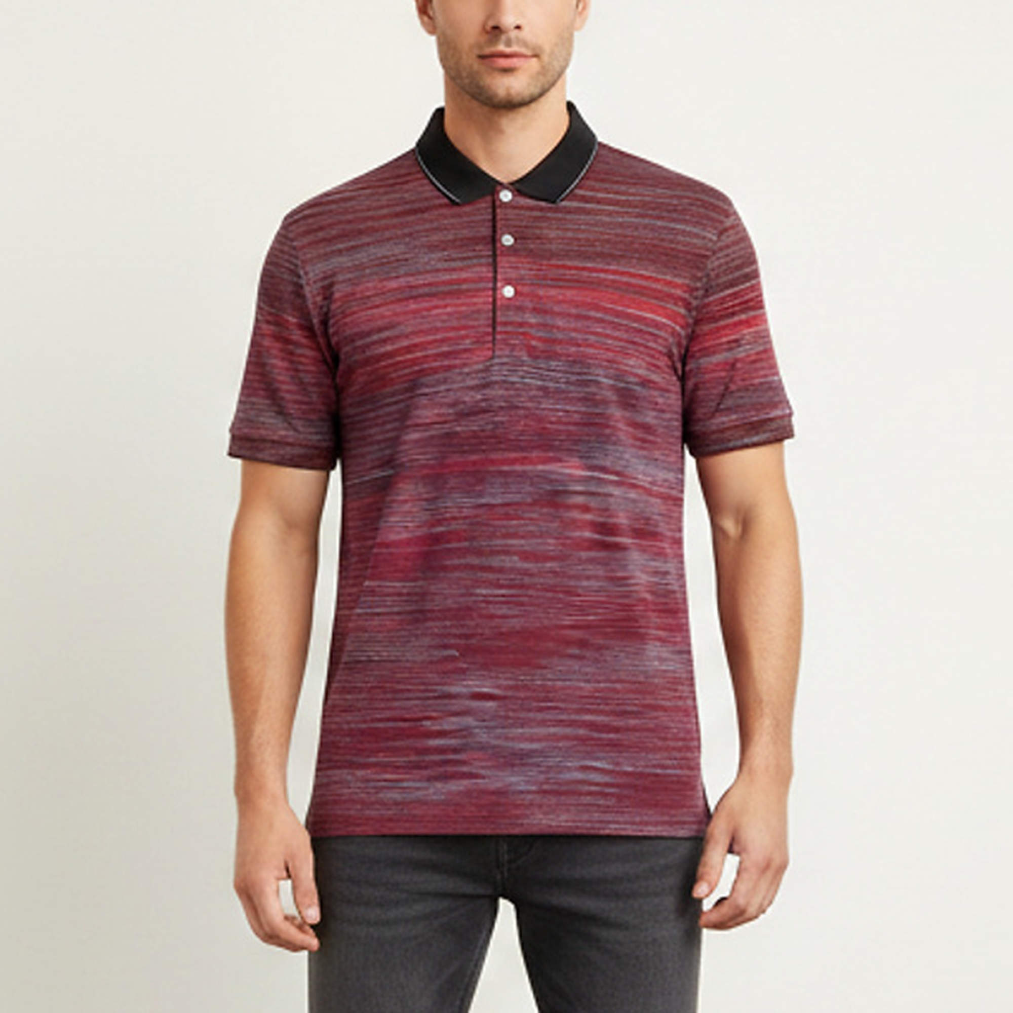 Pre Owned M Missoni Purple/Red Ombre Stripe Cotton Pique Polo T-Shirt XXXL