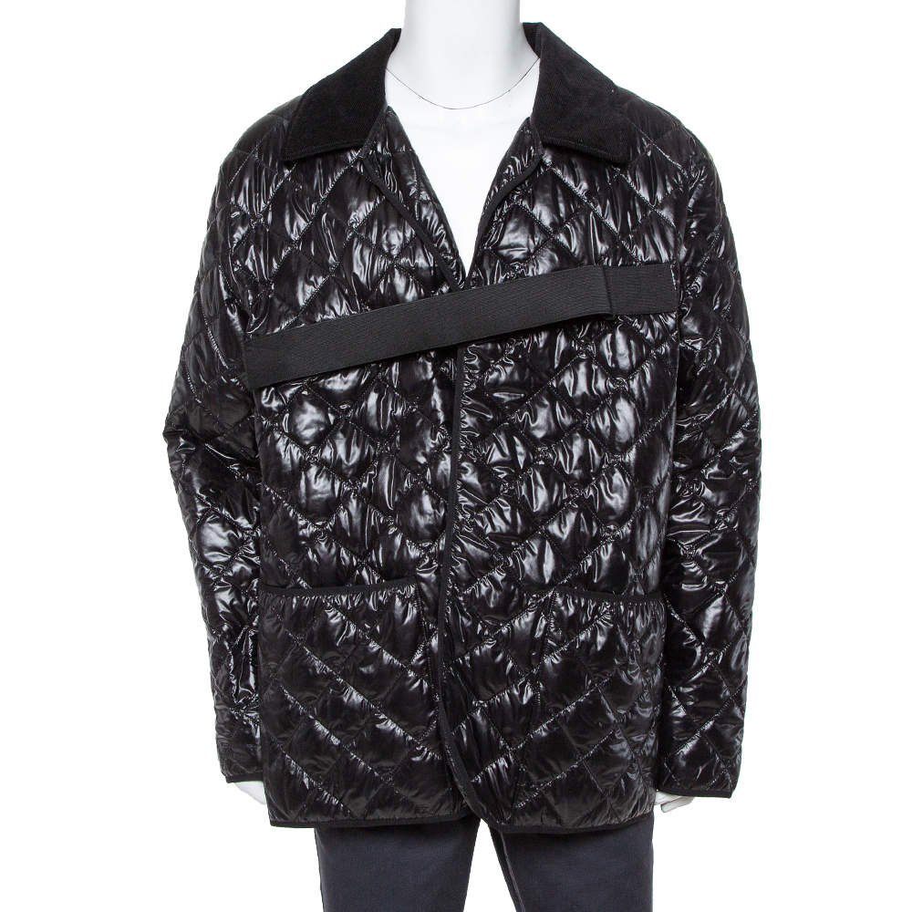 Maison Martin Margiela Black Synthetic Quilted Belted Oversized Jacket M