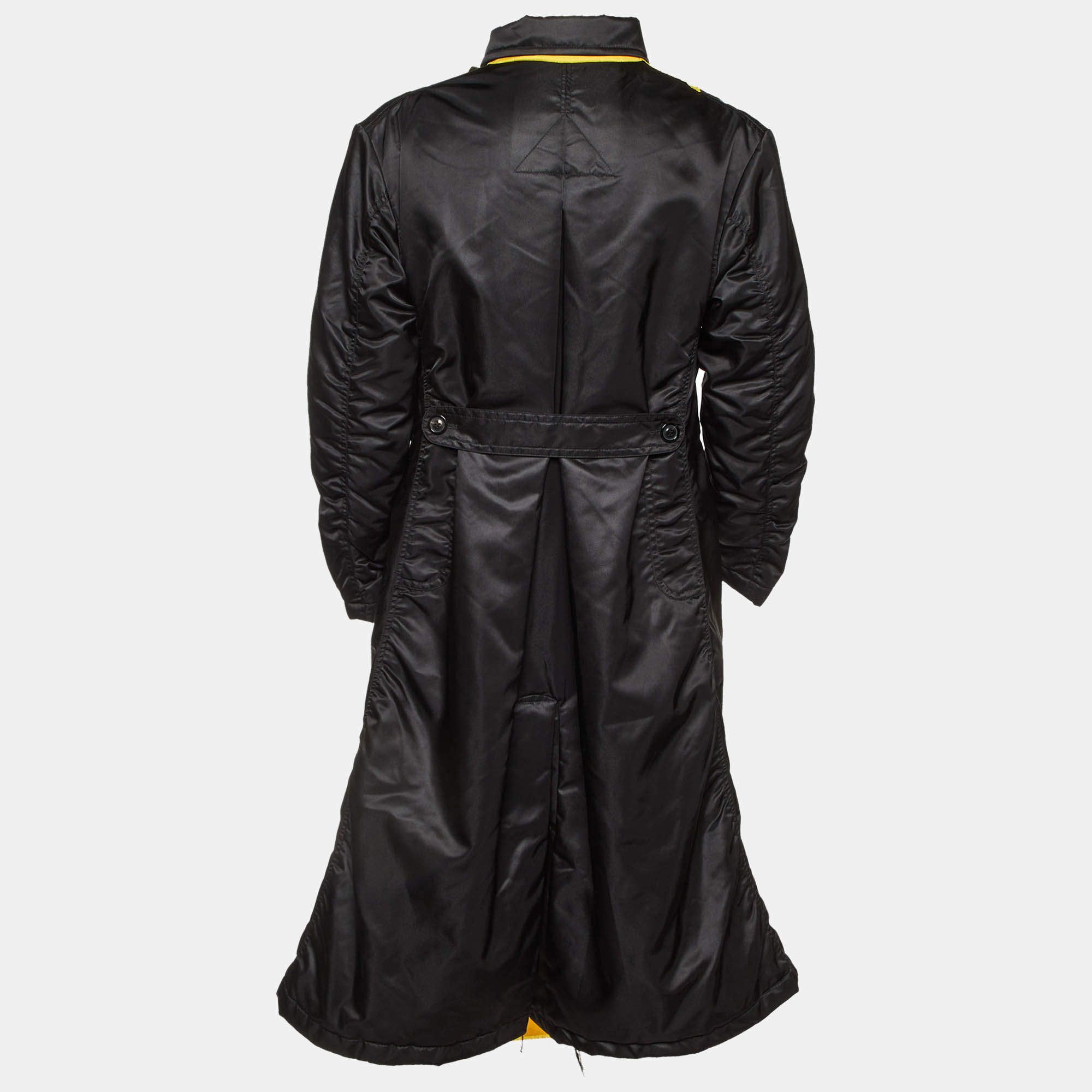 Armani Collezioni Black Faux Leather Shearling Lined Hooded