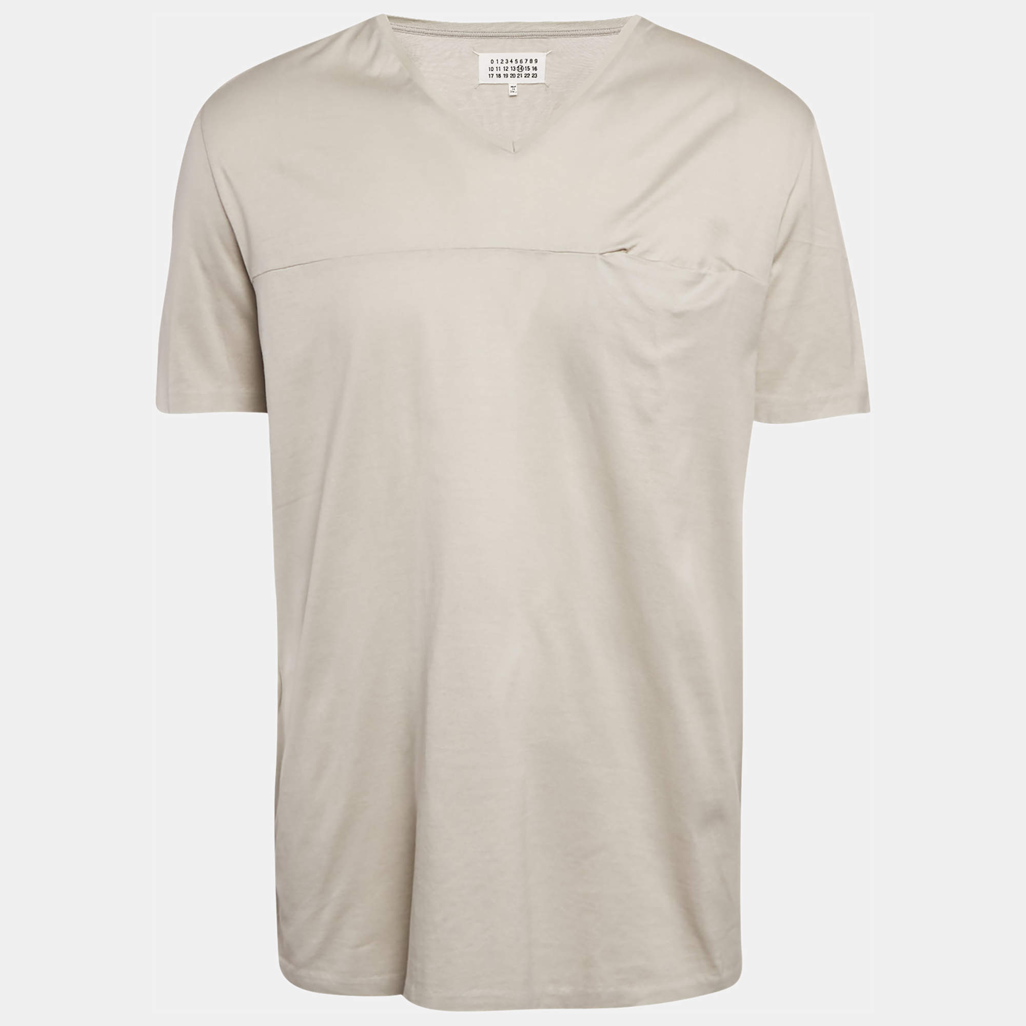 Maison Martin Margiela Grey Cotton V-Neck T-Shirt XL