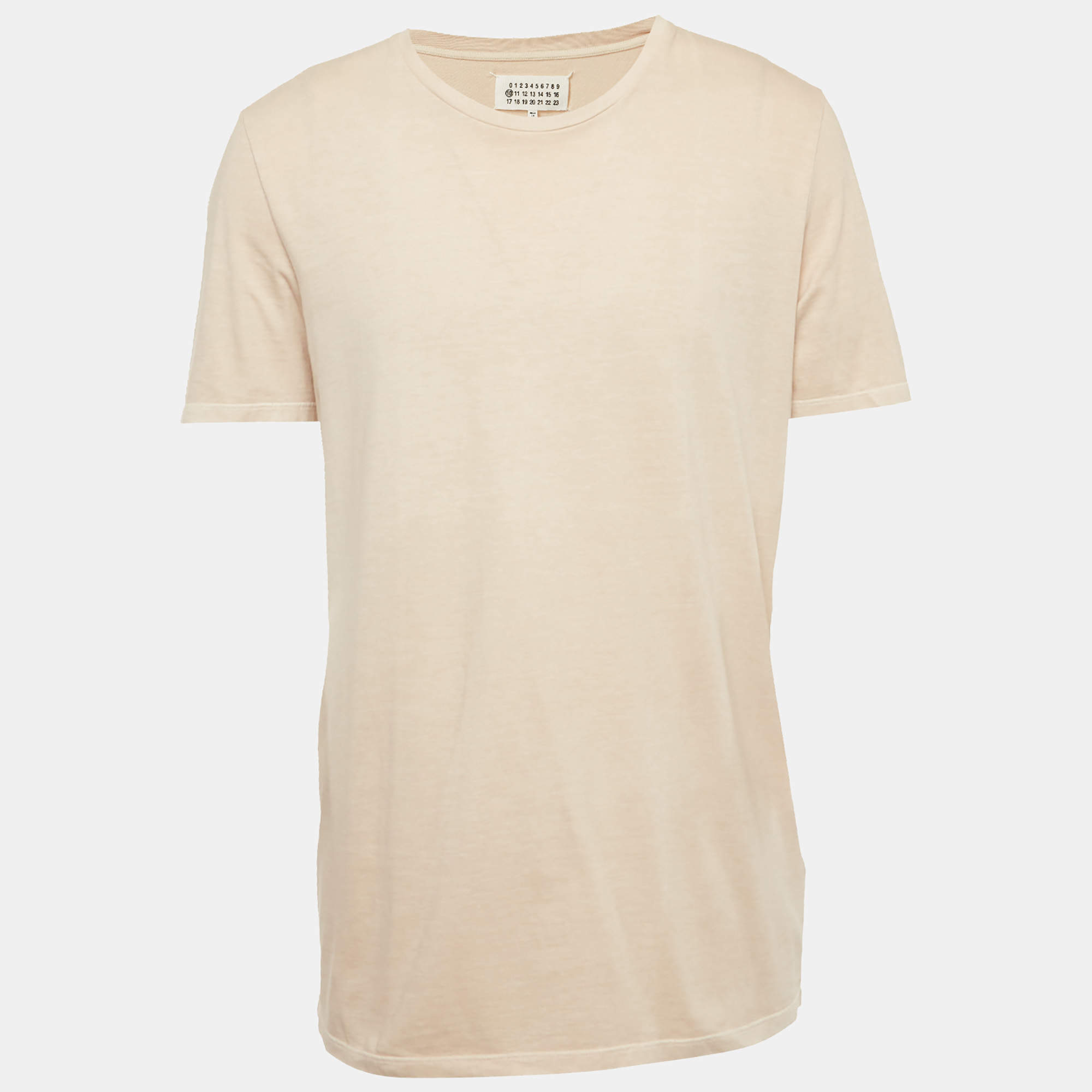 Pre Owned Maison Martin Margiela Beige Cotton Knit Crew Neck T-Shirt XL