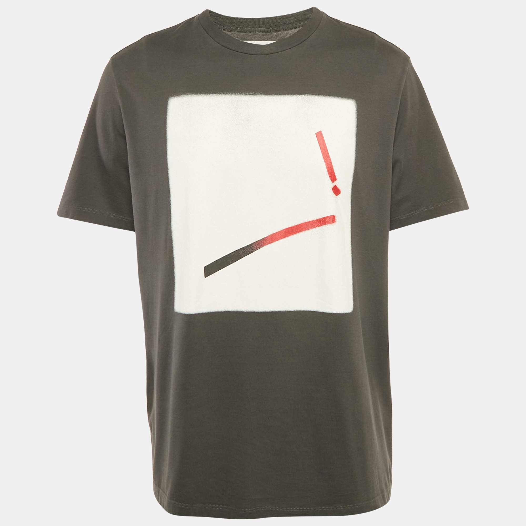 Pre Owned Maison Martin Margiela Grey Printed Crew Neck T-Shirt M