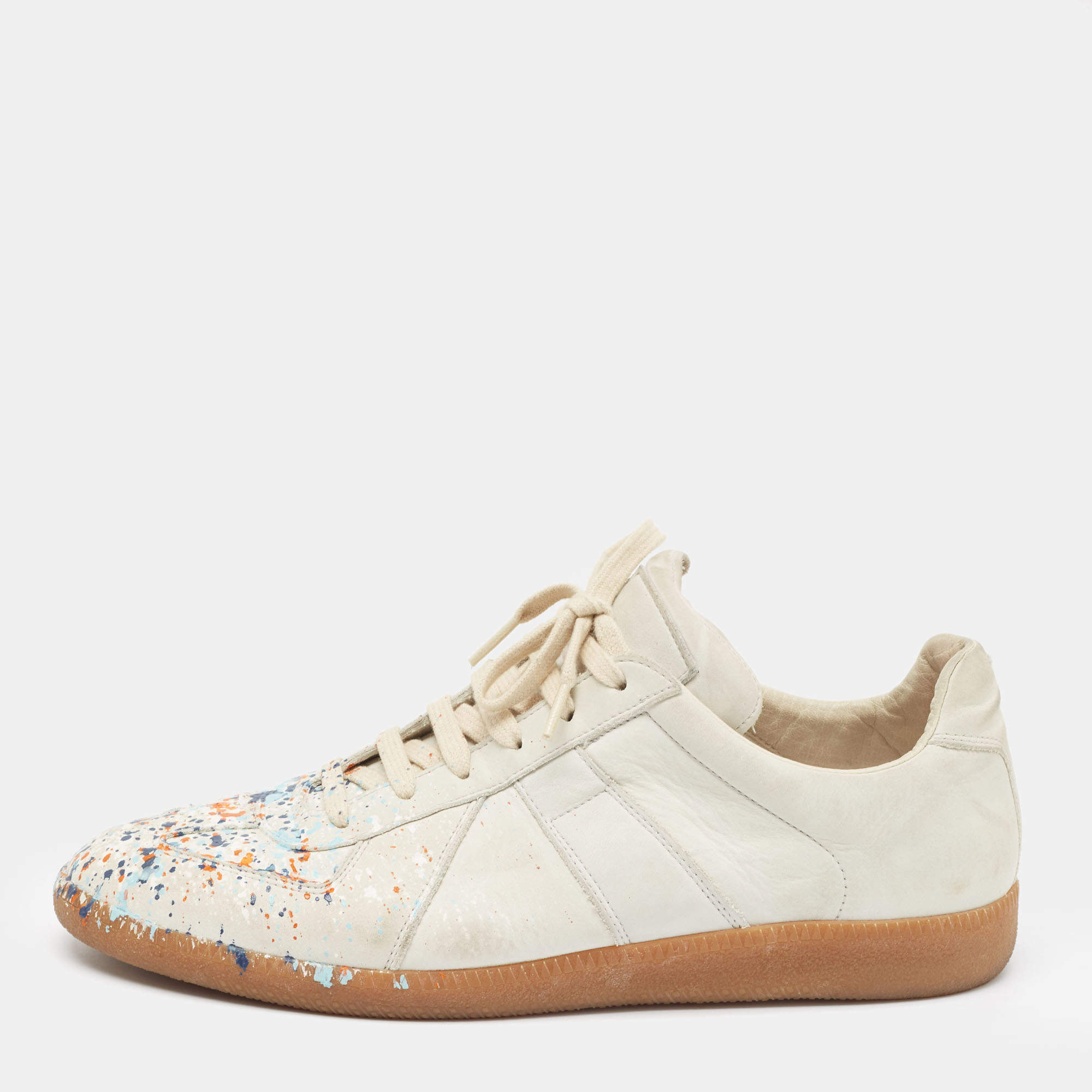 Pre Owned Maison Martin Margiela Grey Nubuck Leather Replica Sneakers Size 44