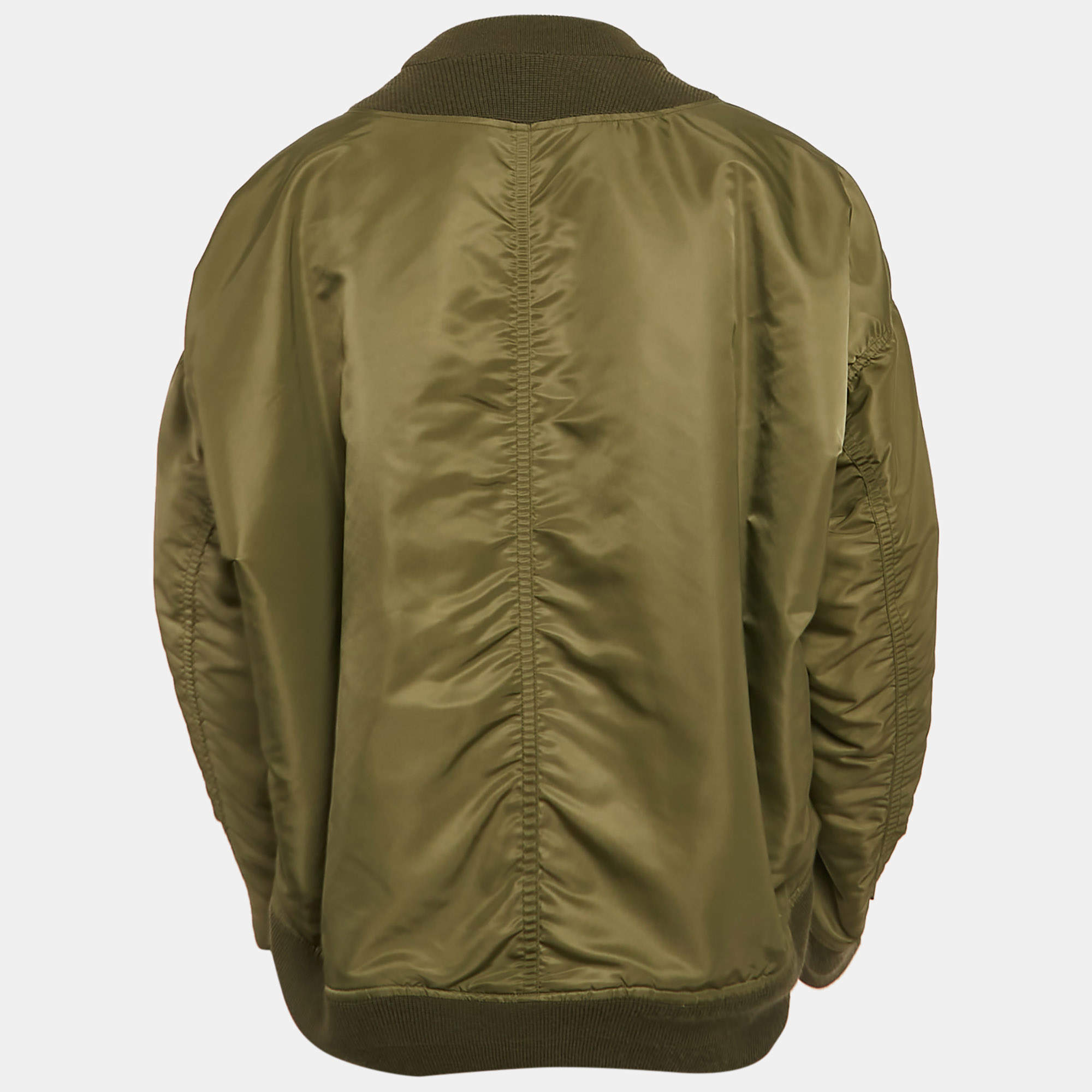Maison Mihara Yasuhiro Khaki Green Nylon Padded Zip-Up