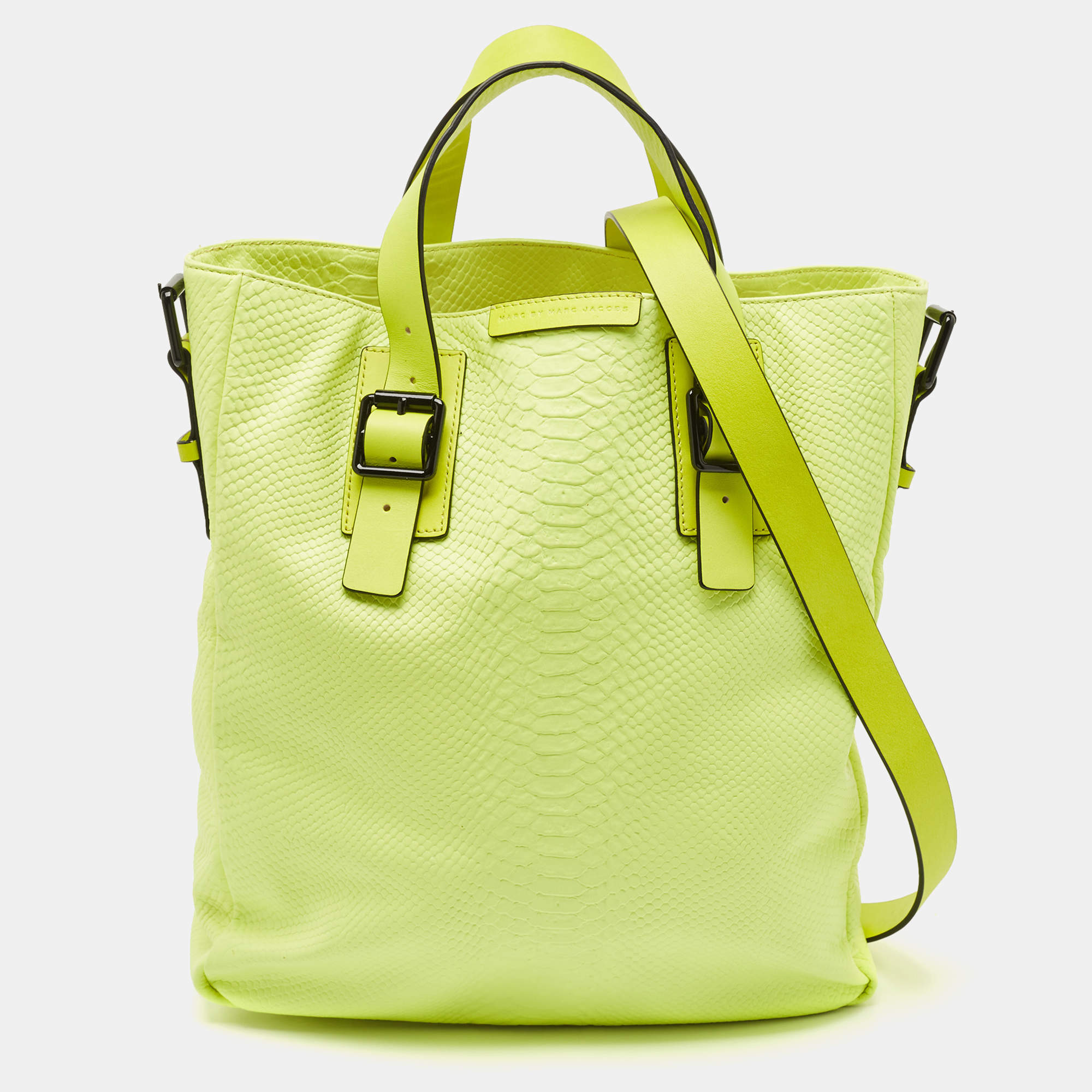 Marc by Marc Jacobs Green Python Embossed Leather Shopper Tote