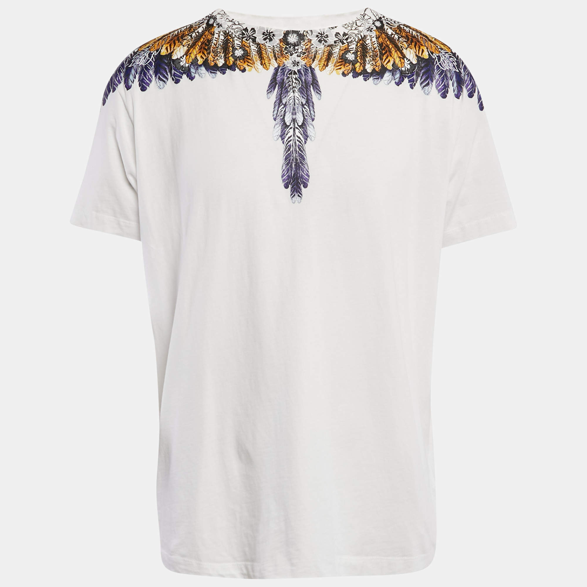 Marcelo Burlon White Hawaiian Wings Print Cotton Crew Neck T-Shirt XL