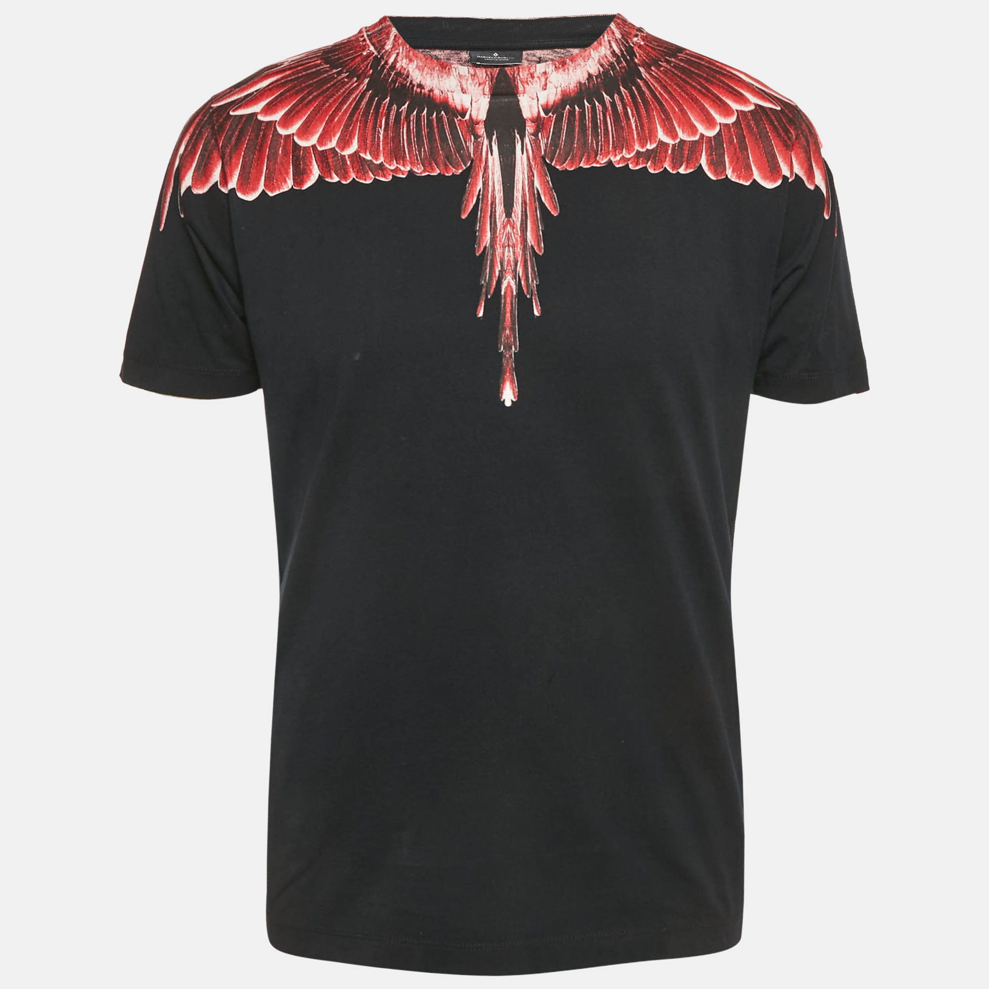 Pre Owned تي شيرت مارسيلو بورلون x محمد على قطن مطبوع أسود برقبة مستديرة مقاس كبير جدًا - إكس لارج