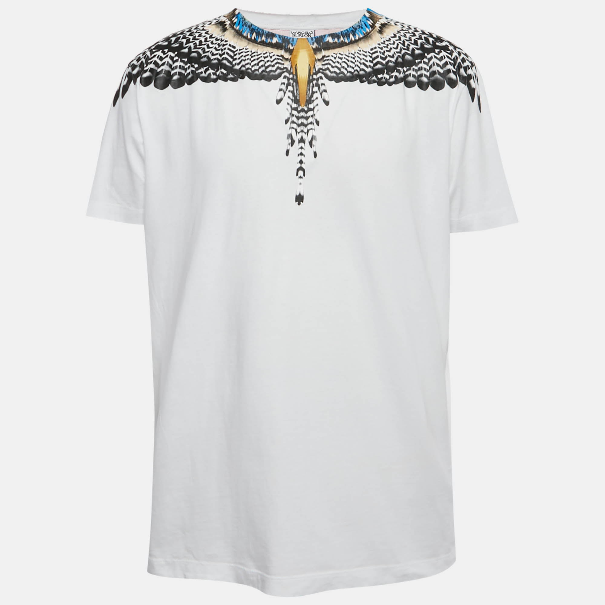 Pre Owned Marcelo Burlon Country of Milan White Grizzly Wings Print Cotton-Shirt XL