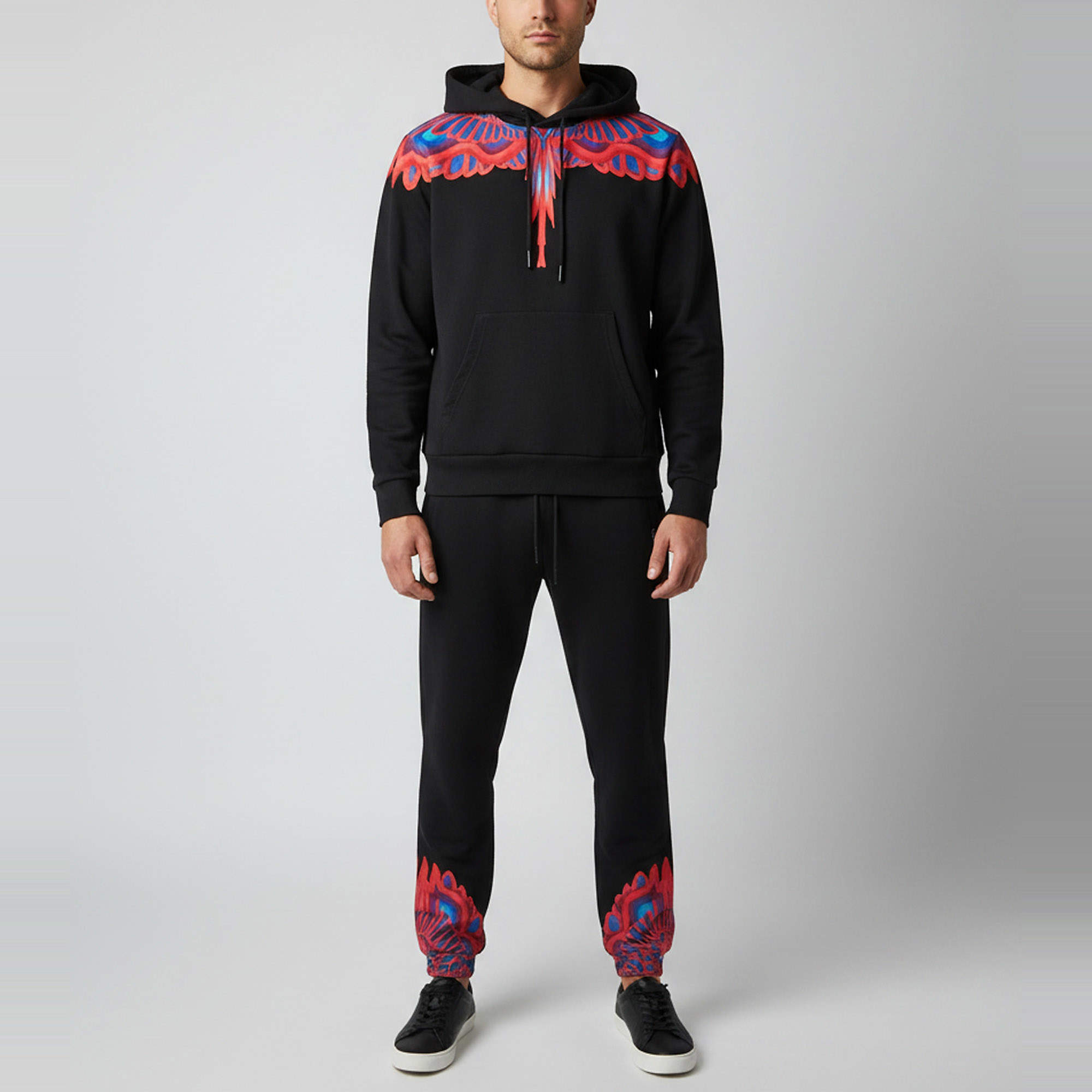 Pre Owned Marcelo Burlon County of Milan Black Graphic Print Cotton Jersey Track Suit L