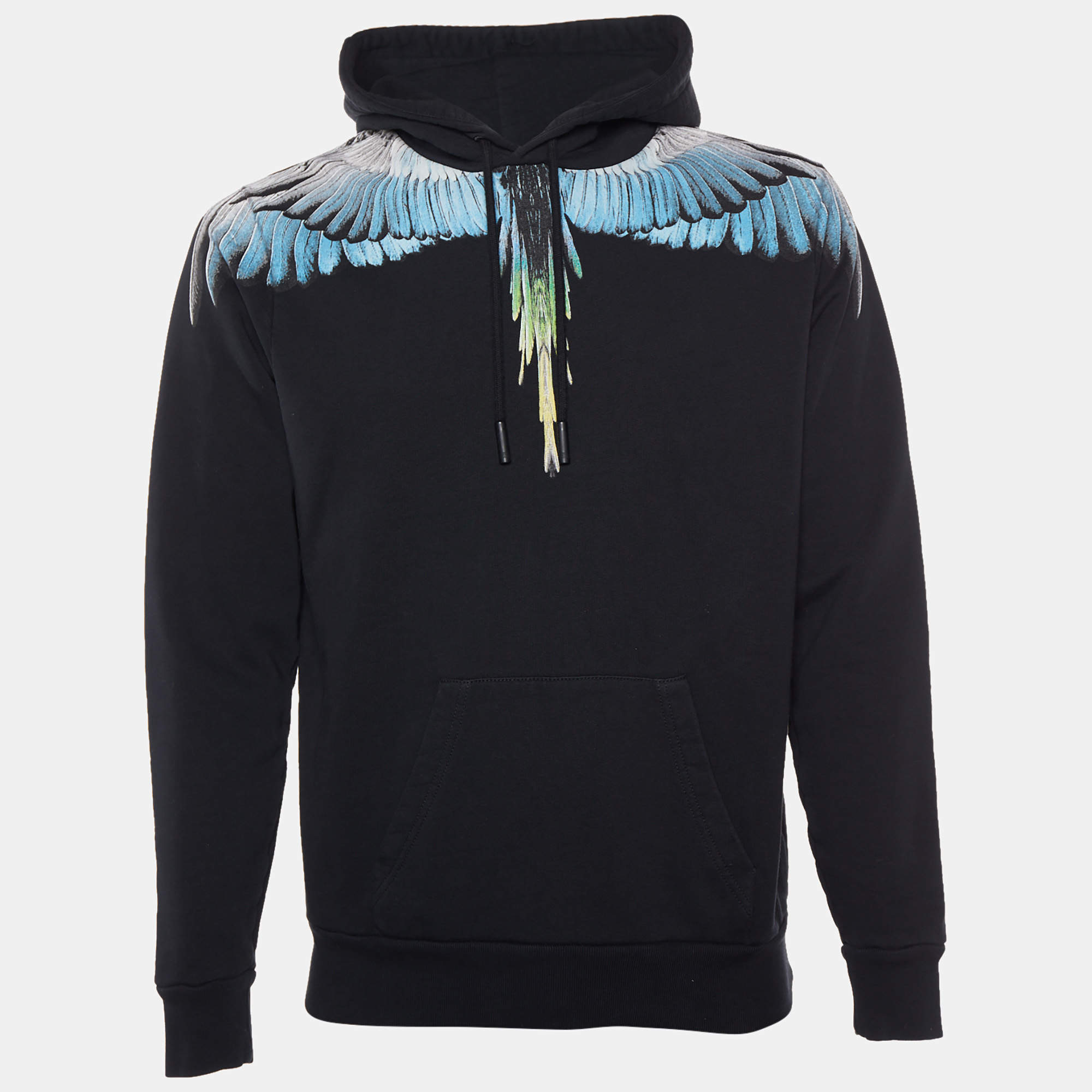 Marcelo Burlon Black Wings Printed Cotton Knit Oversized Hoodie S