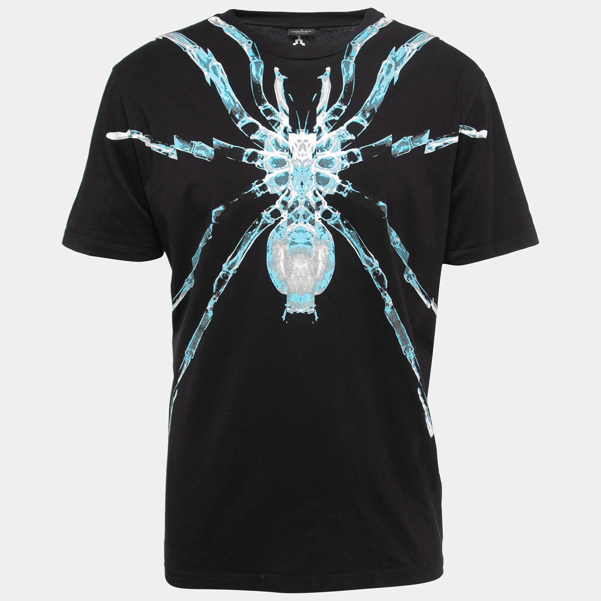 Pre Owned تي شيرت ماسيلو بورلون قطن أسود مطبوع بنصف أكمام مقاس متوسط - ميديوم