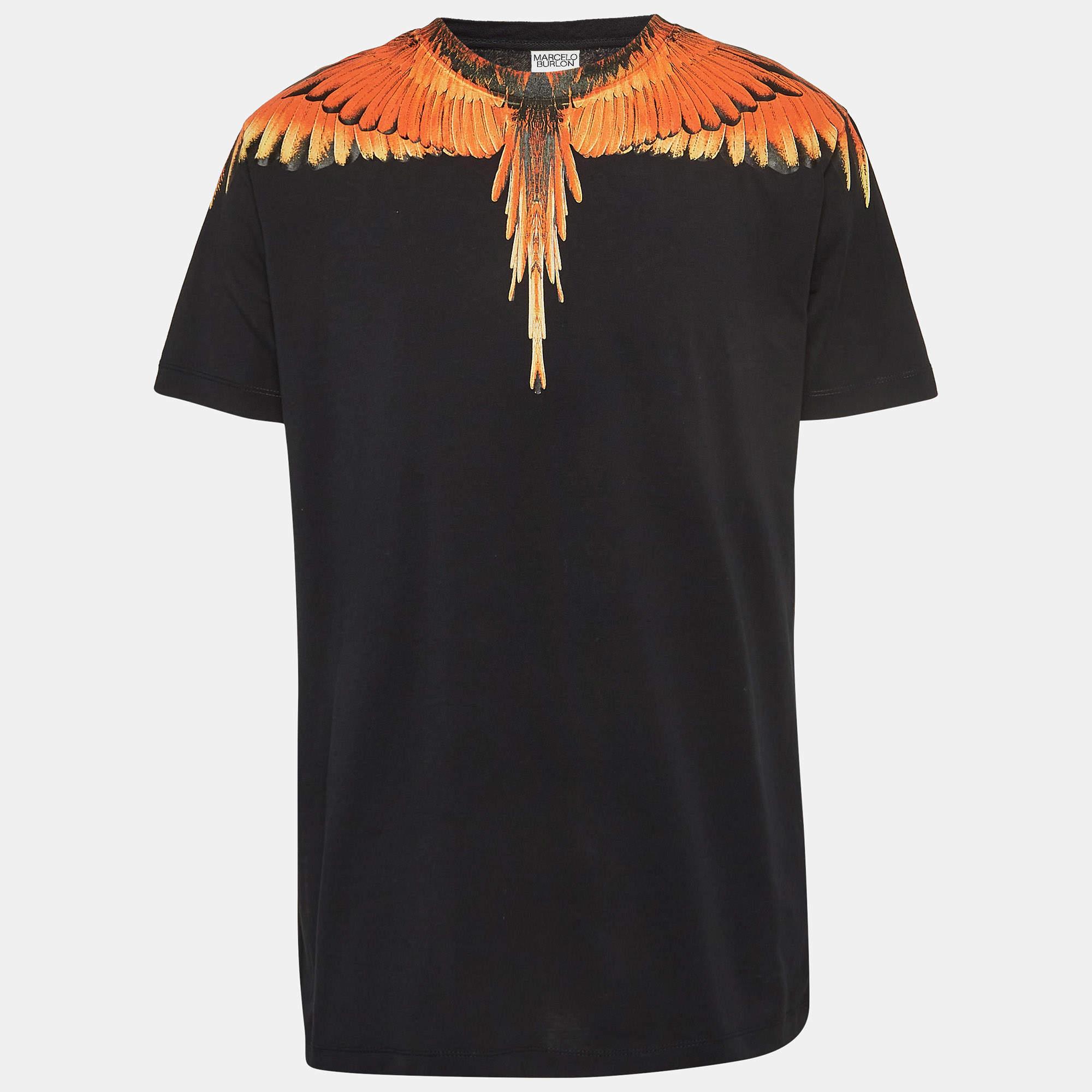 Marcelo Burlon Black Icon Wings Print Cotton Crew Neck T-Shirt L