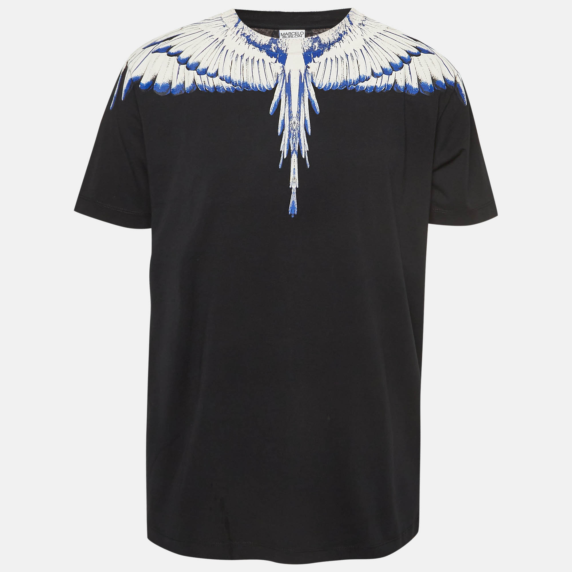 Pre Owned Marcelo Burlon Black Icon Wings Print Cotton Crew Neck T-Shirt L