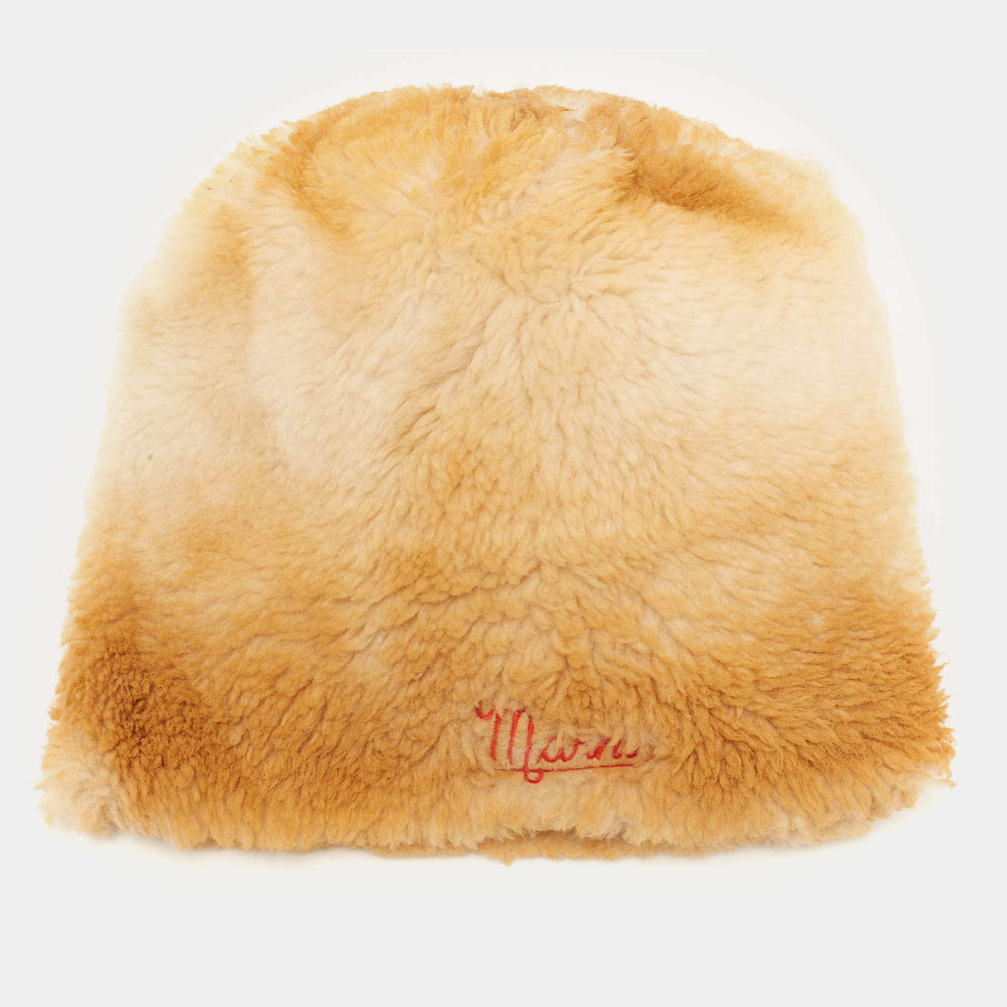 Pre Owned Marni Beige Logo Embroidered Shearling Beanie S