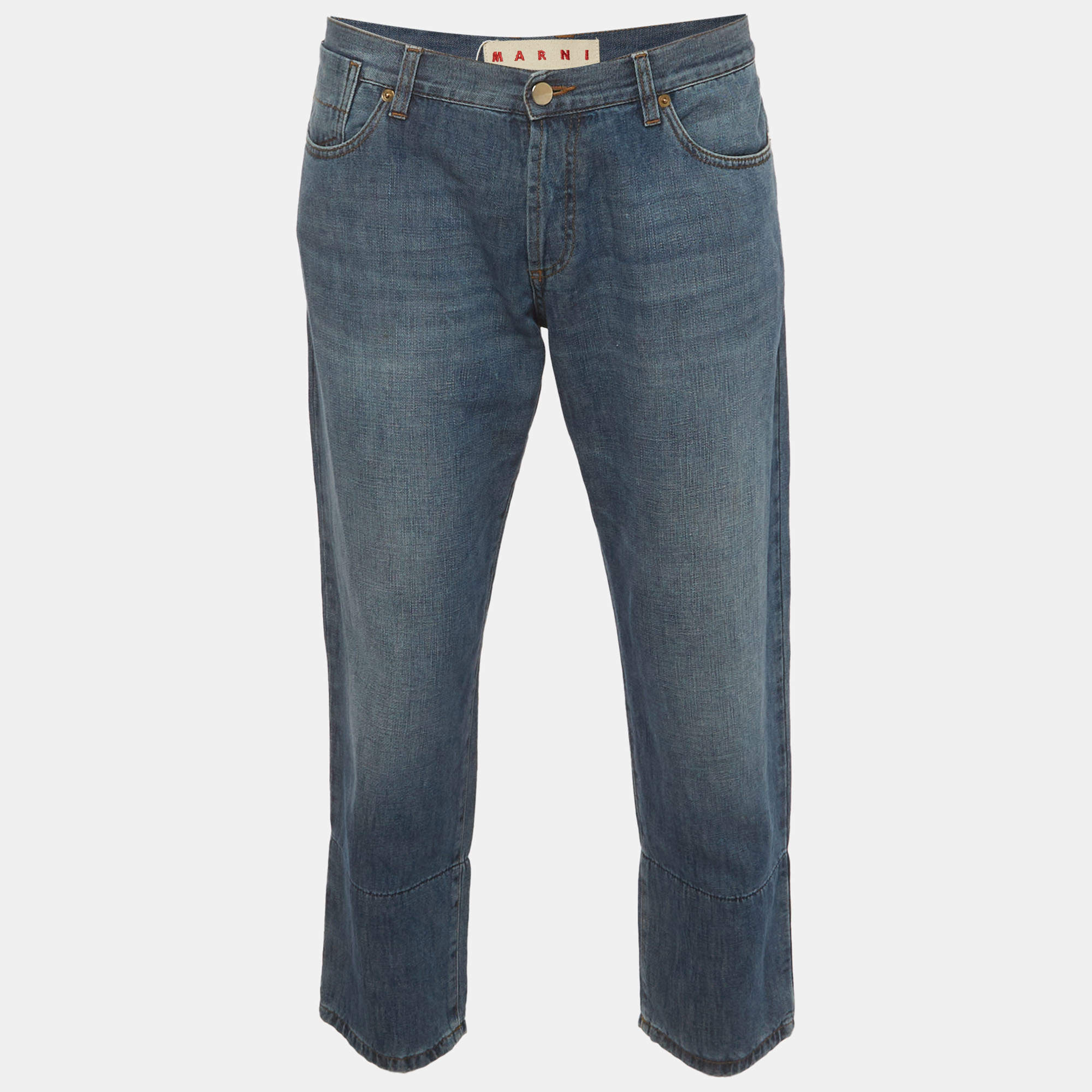 Pre Owned Marni Blue Denim Straight Fit Jeans M/Waist 35"