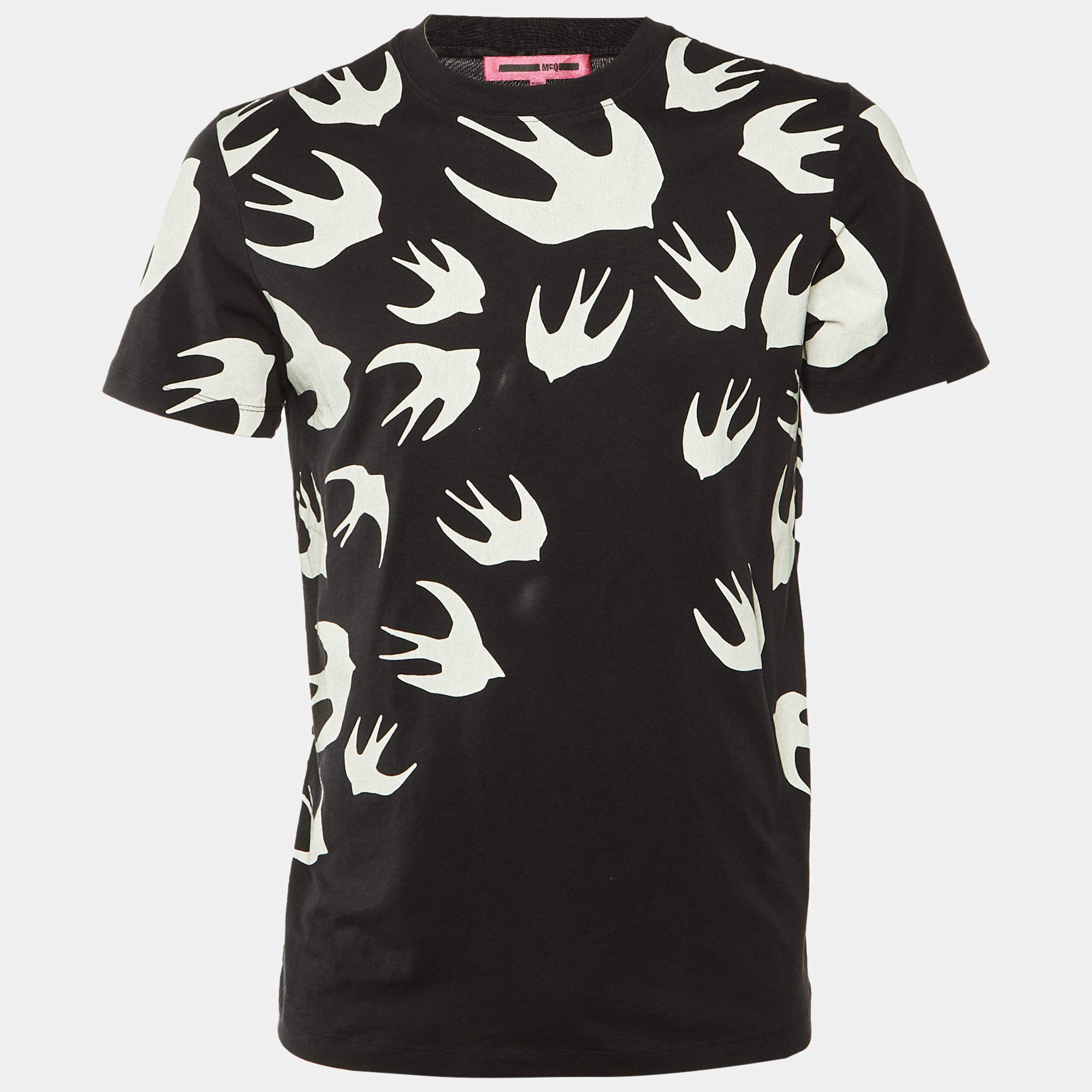 مملوكة مسبقًا McQ by Alexander McQueen Black Swallow Printed Cotton Knit T-Shirt M