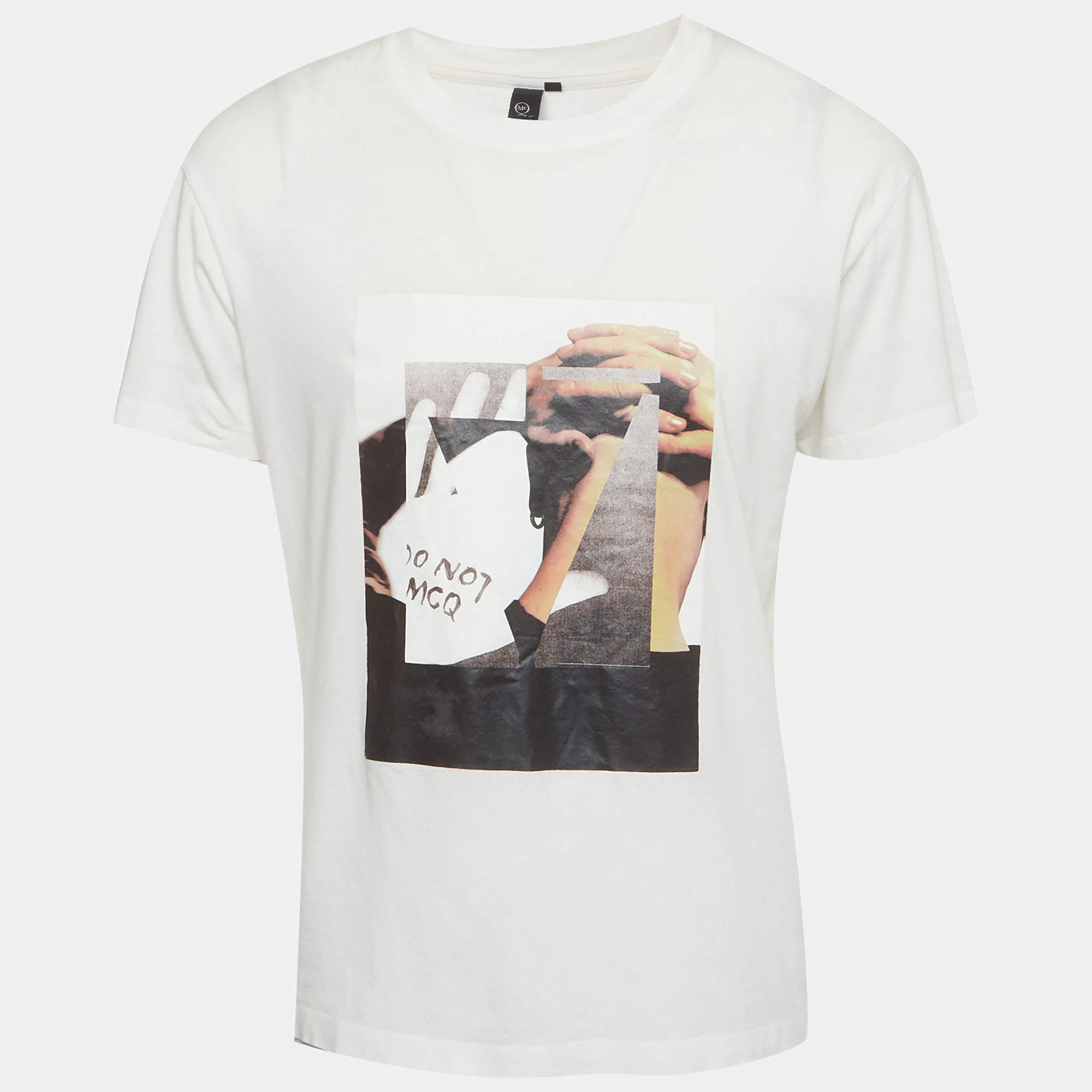 Pre Owned McQ by Alexander McQueen White Do Not McQ Graphic Jersey T-Shirt L