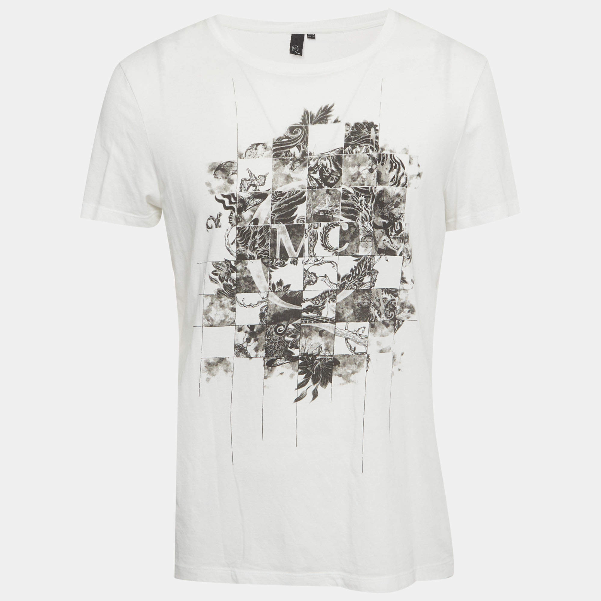 Pre Owned Mcq by Alexander McQueen White Printed Jersey Short Sleeve T-Shirt L
