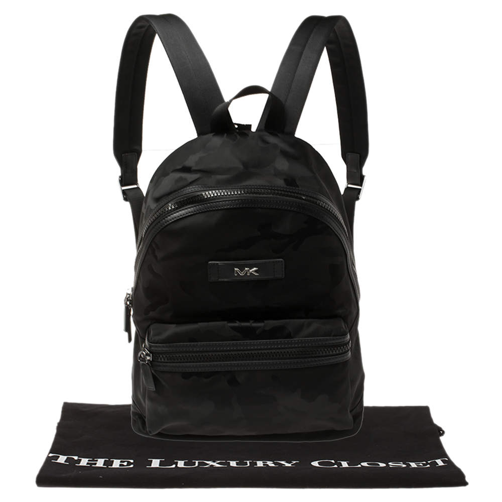 Michael Kors Black Camouflage Nylon and Leather Kent Backpack Michael Kors  | TLC