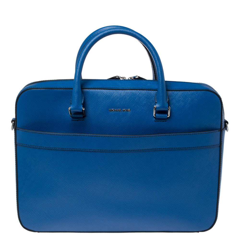 Michael Kors Atlantic Blue Leather Harrson Briefcase