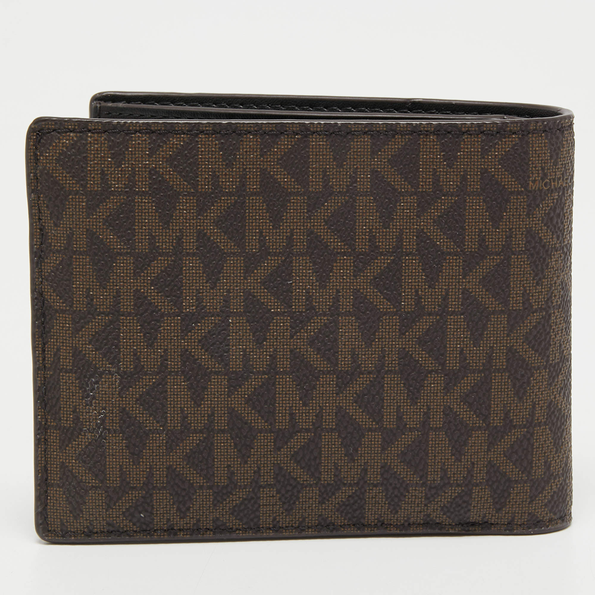 Michael Kors Brown Signature Coated Canvas Cooper Bifold Wallet Michael Kors  | TLC