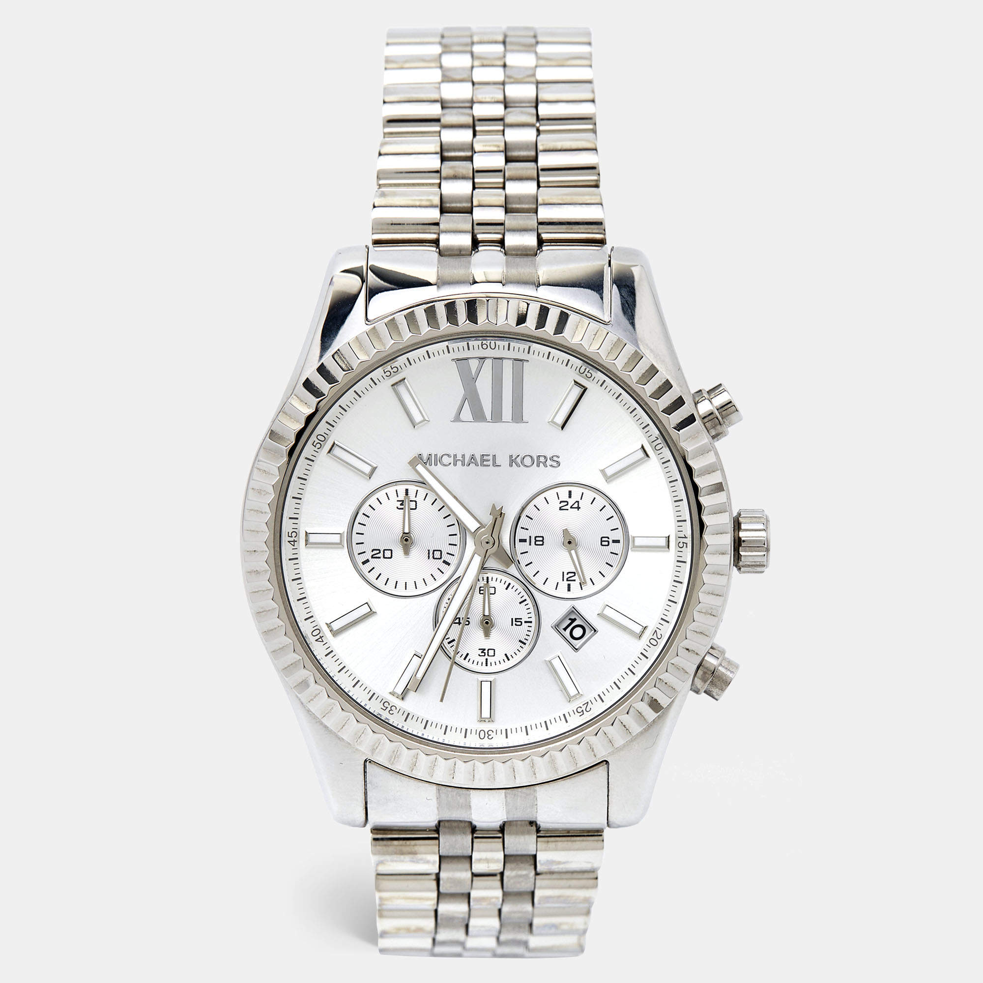 Michael Kors Silver Stainless Steel Lexington MK8405 Men's  Wristwatch 45 mm 